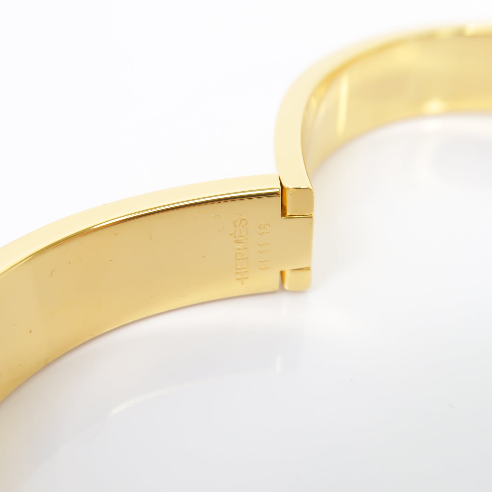 HERMES 金屬Clic H Bracelet金扣手鐲白色