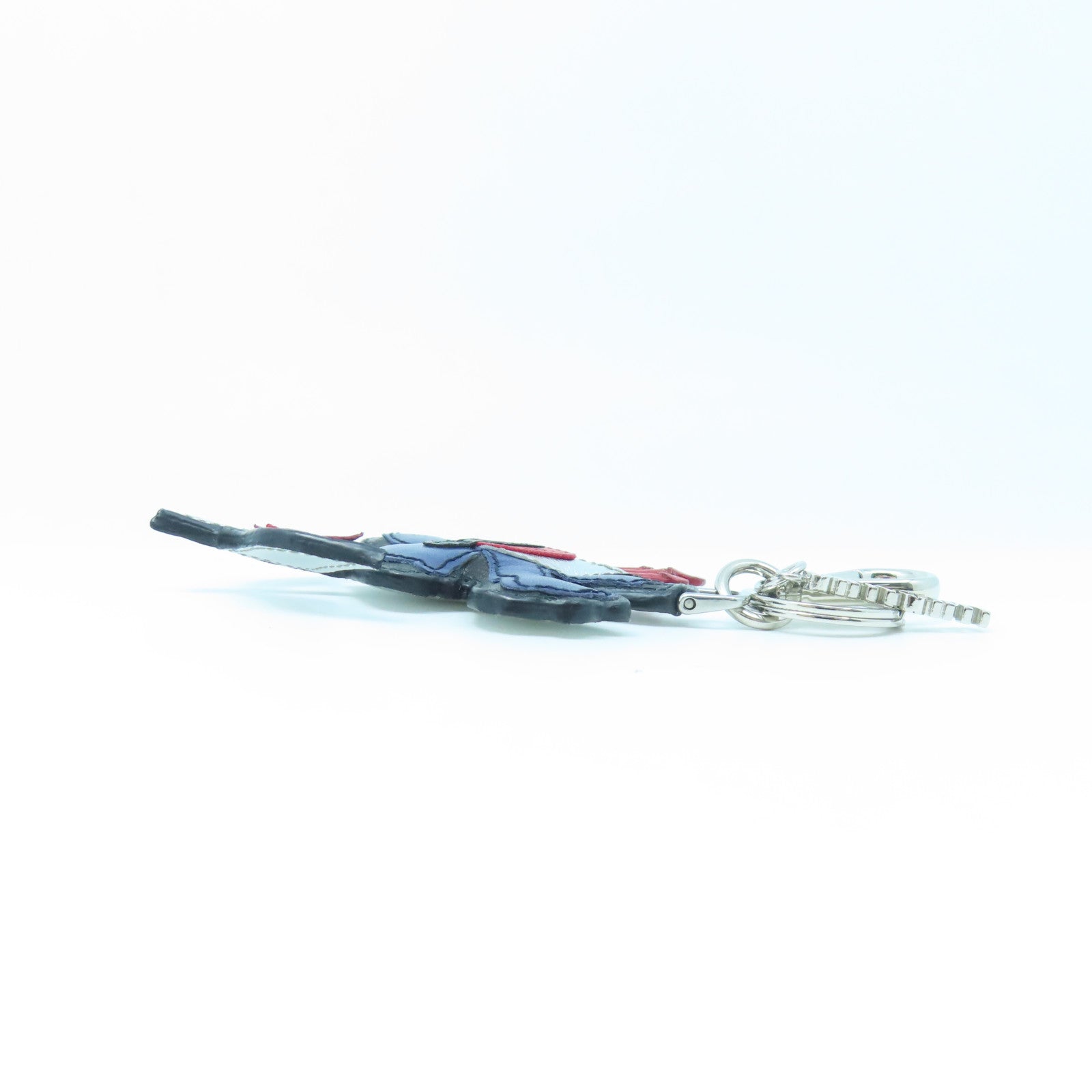 Miu Miu Calf Leather Bag Charm Silver Buckle Charm Blue/Red