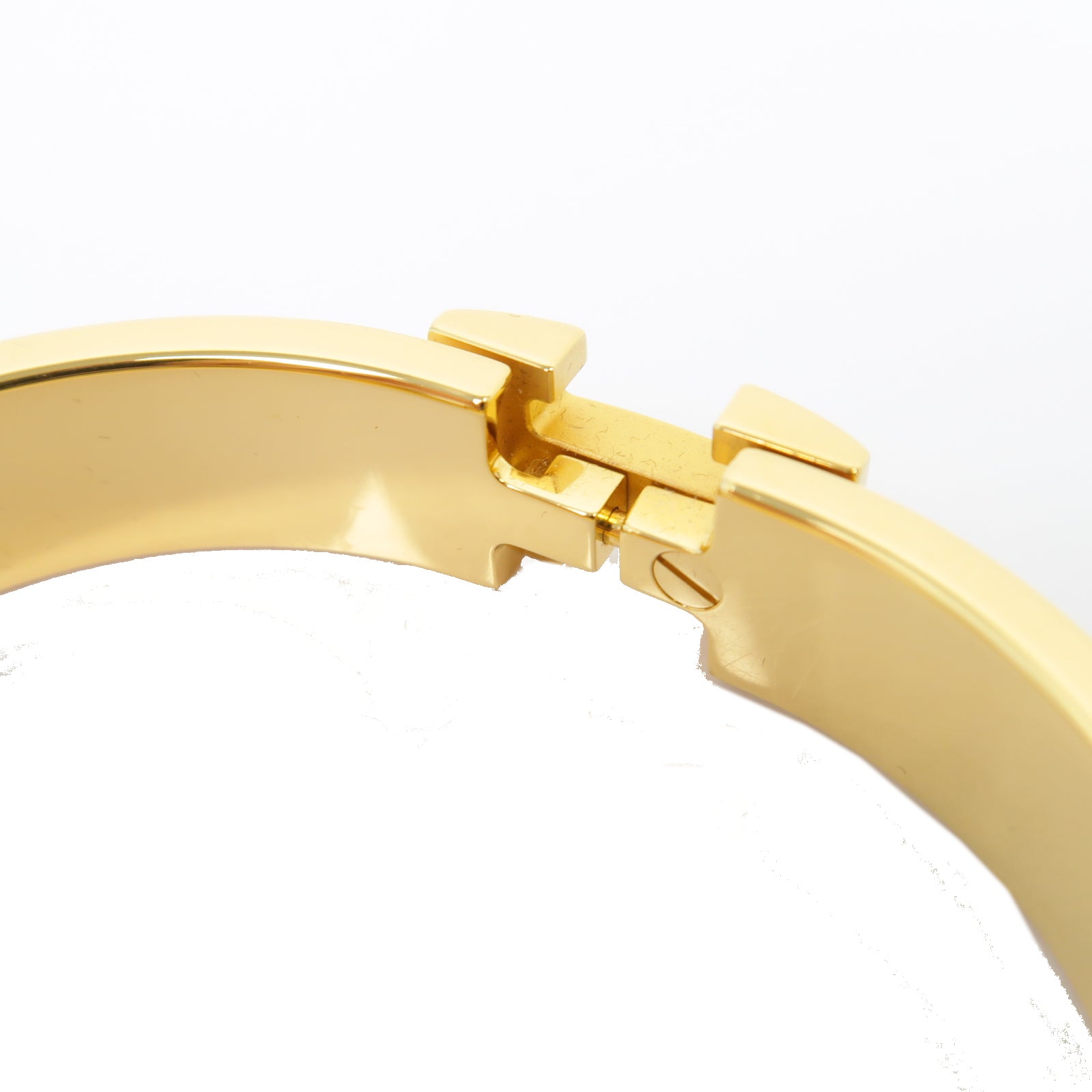 HERMES 金屬Clic H Bracelet金扣手鐲白色