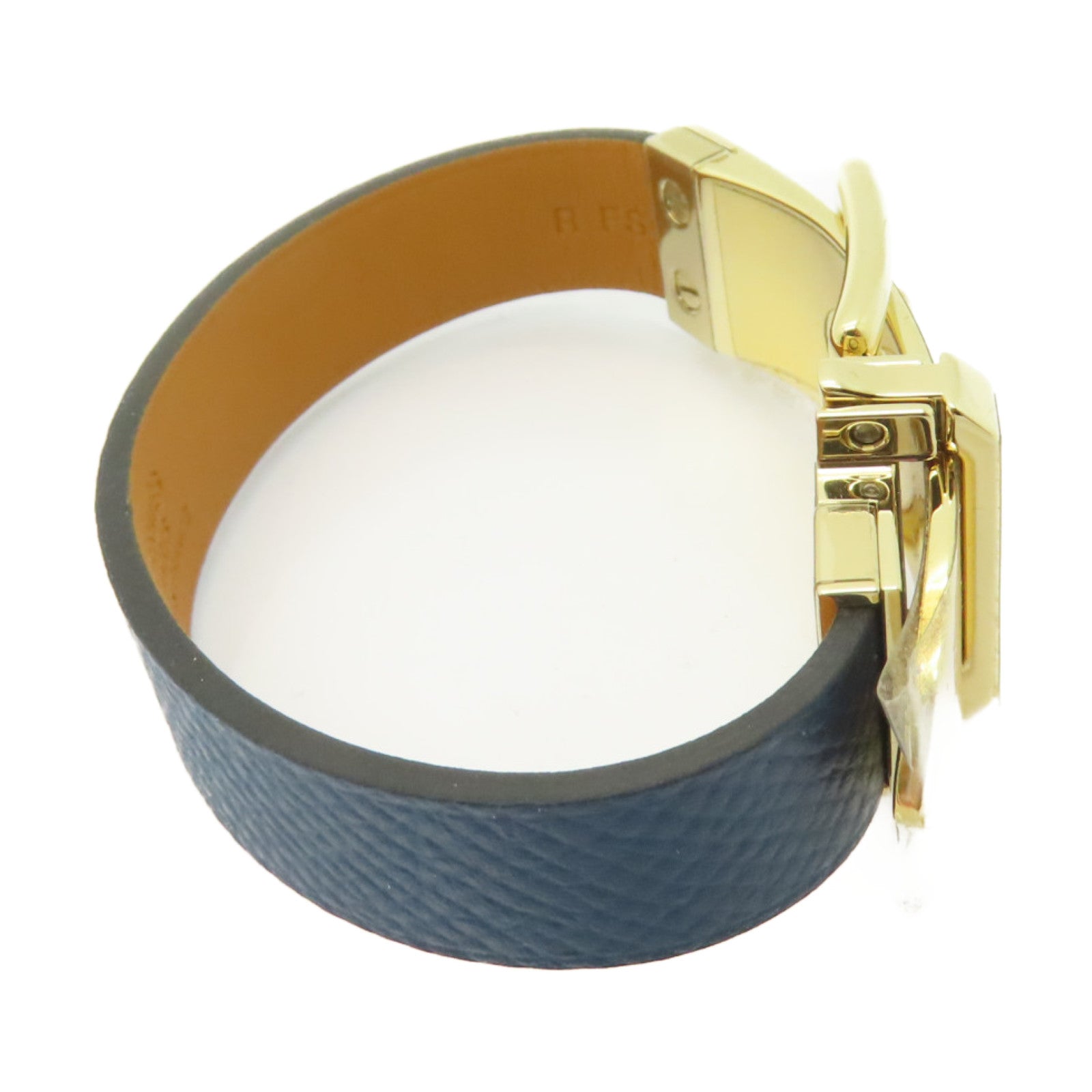 HERMES Epsom皮革Leather Bracelet金扣手鐲藍色
