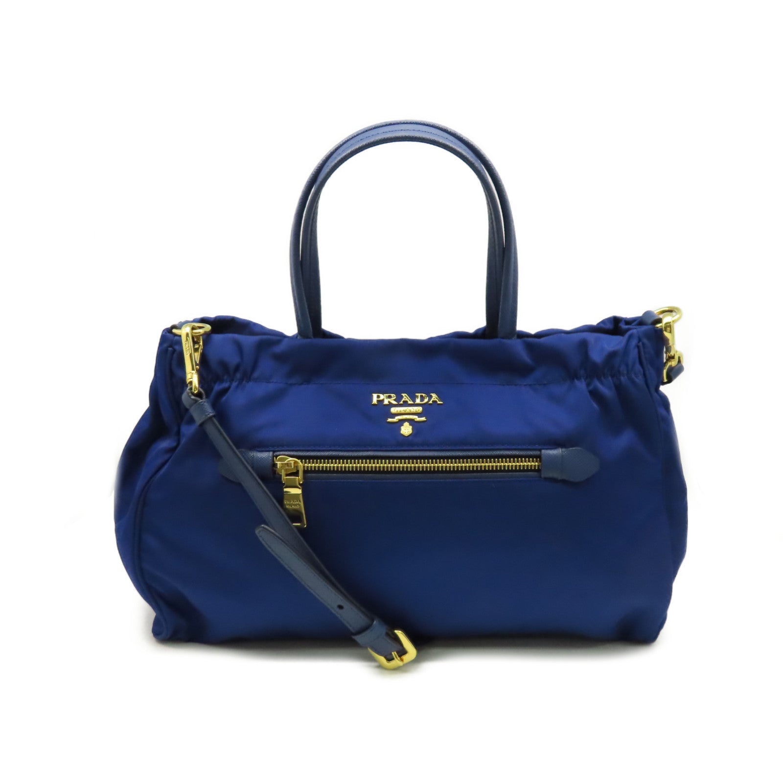 PRADA 尼龍2Way Shoulder Bag金扣手挽肩背兩用袋藍色
