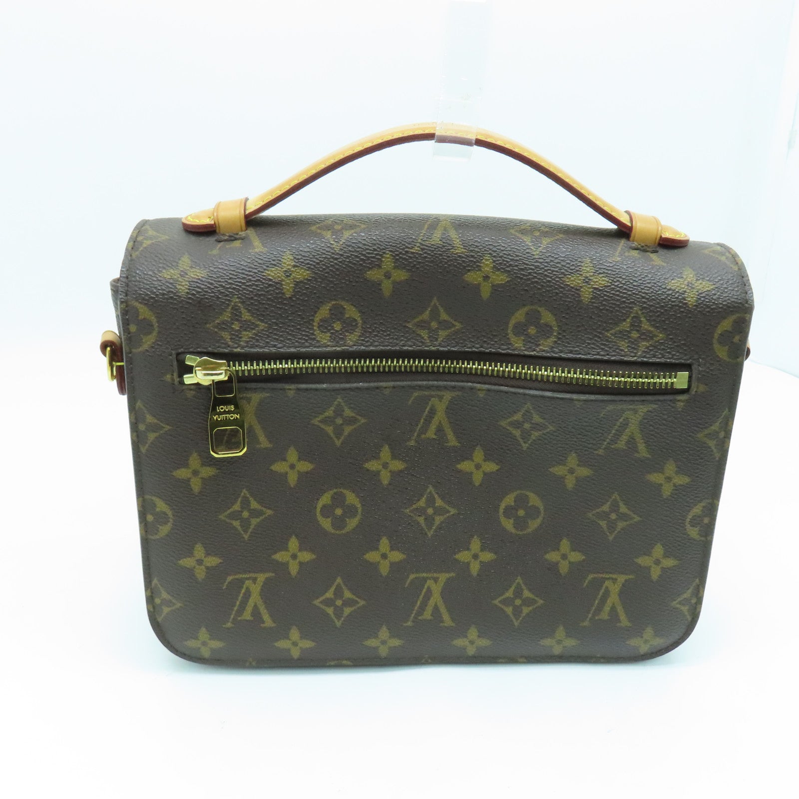 LOUIS VUITTON Monogram Pochette Metis Gold Buckle Handle Shoulder Bag Brown