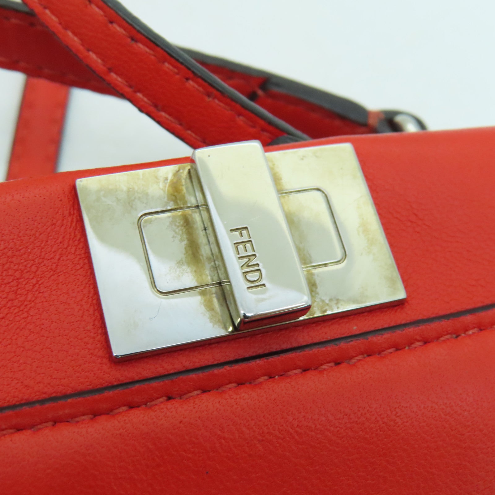 FENDI 【激減優惠】牛皮皮革Mirco Peekaboo銀扣手挽肩背兩用袋