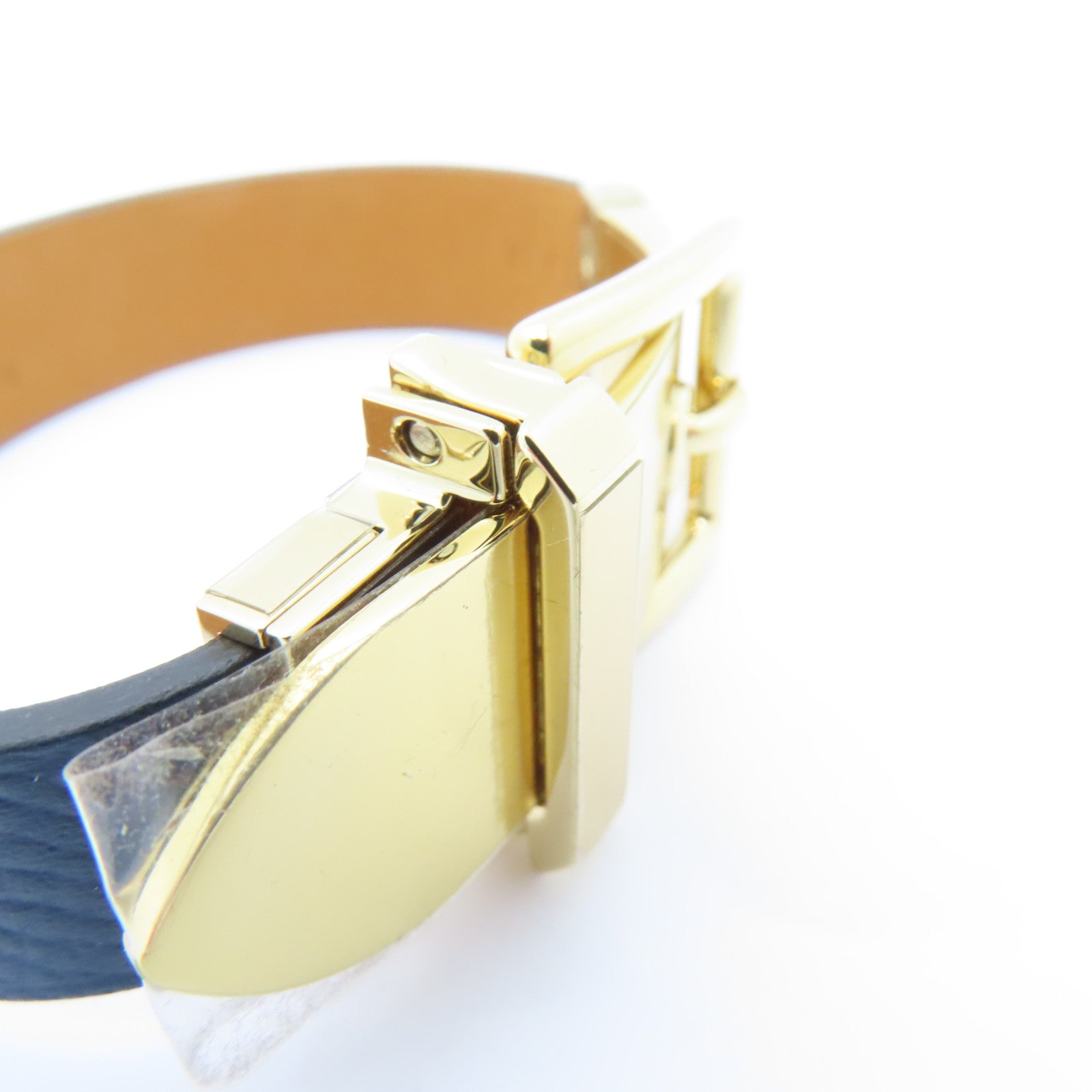 HERMES Epsom皮革Leather Bracelet金扣手鐲藍色