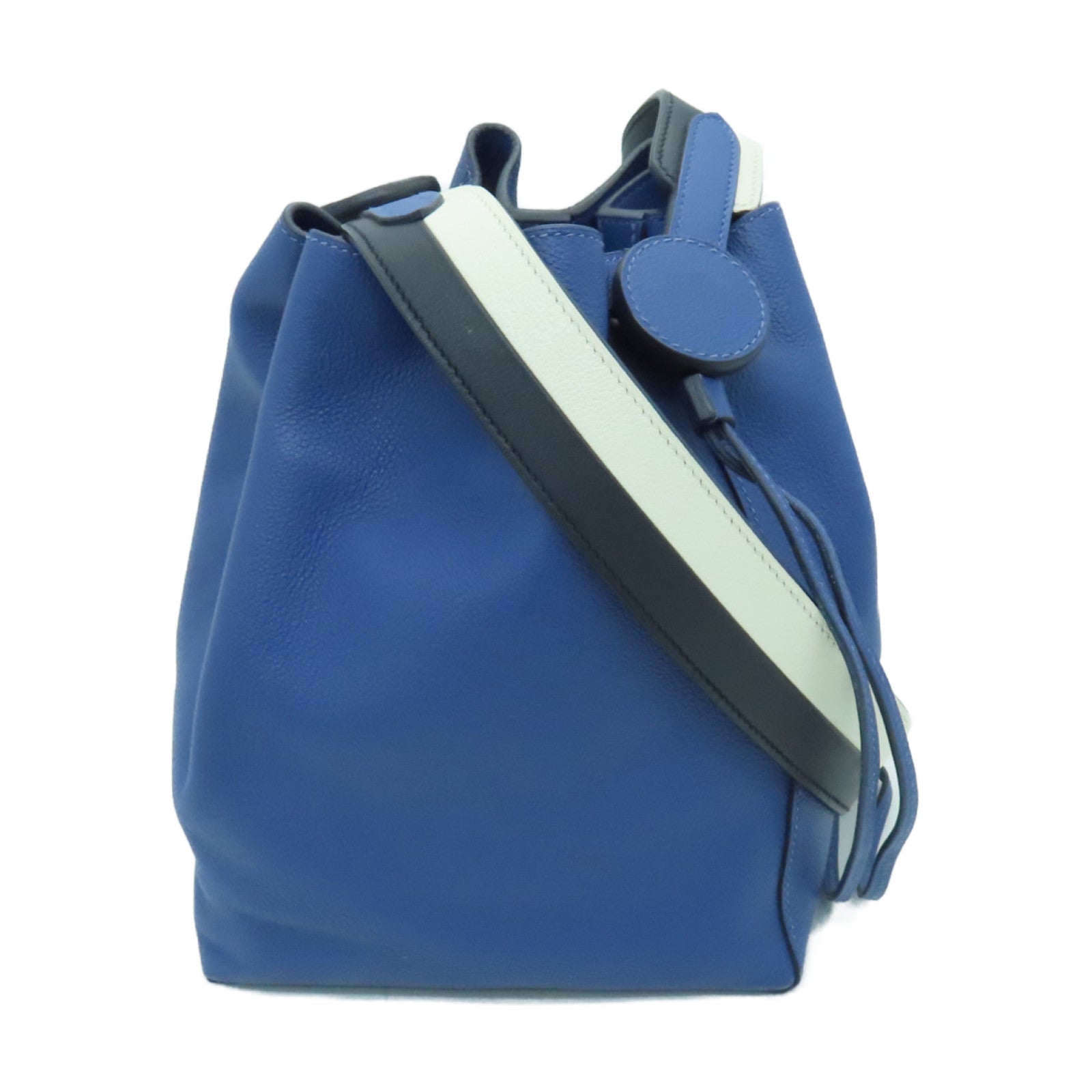HERMES Evercolor皮革Licol银扣肩背袋Bleu Brighton蓝色