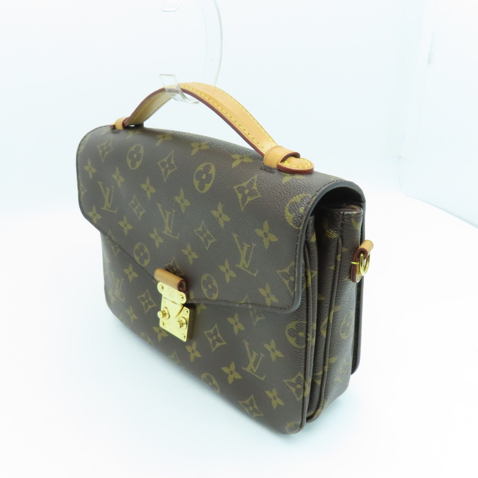 LOUIS VUITTON Monogram Pochette Metis Gold Buckle Handle Shoulder Bag Brown