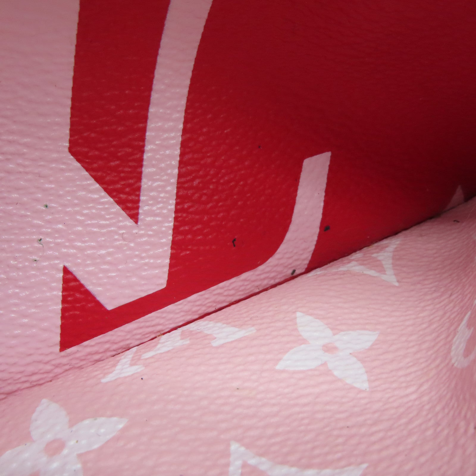 LOUIS VUITTON Monogram Giant Pochette Double Zip金扣鏈帶肩背袋紅色/粉紅色