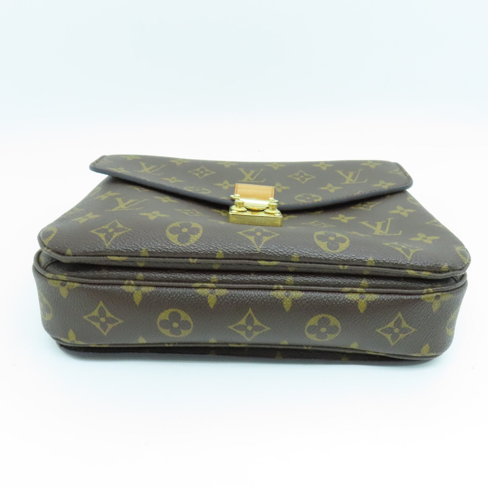 LOUIS VUITTON Monogram Pochette Metis Gold Buckle Handle Shoulder Bag Brown