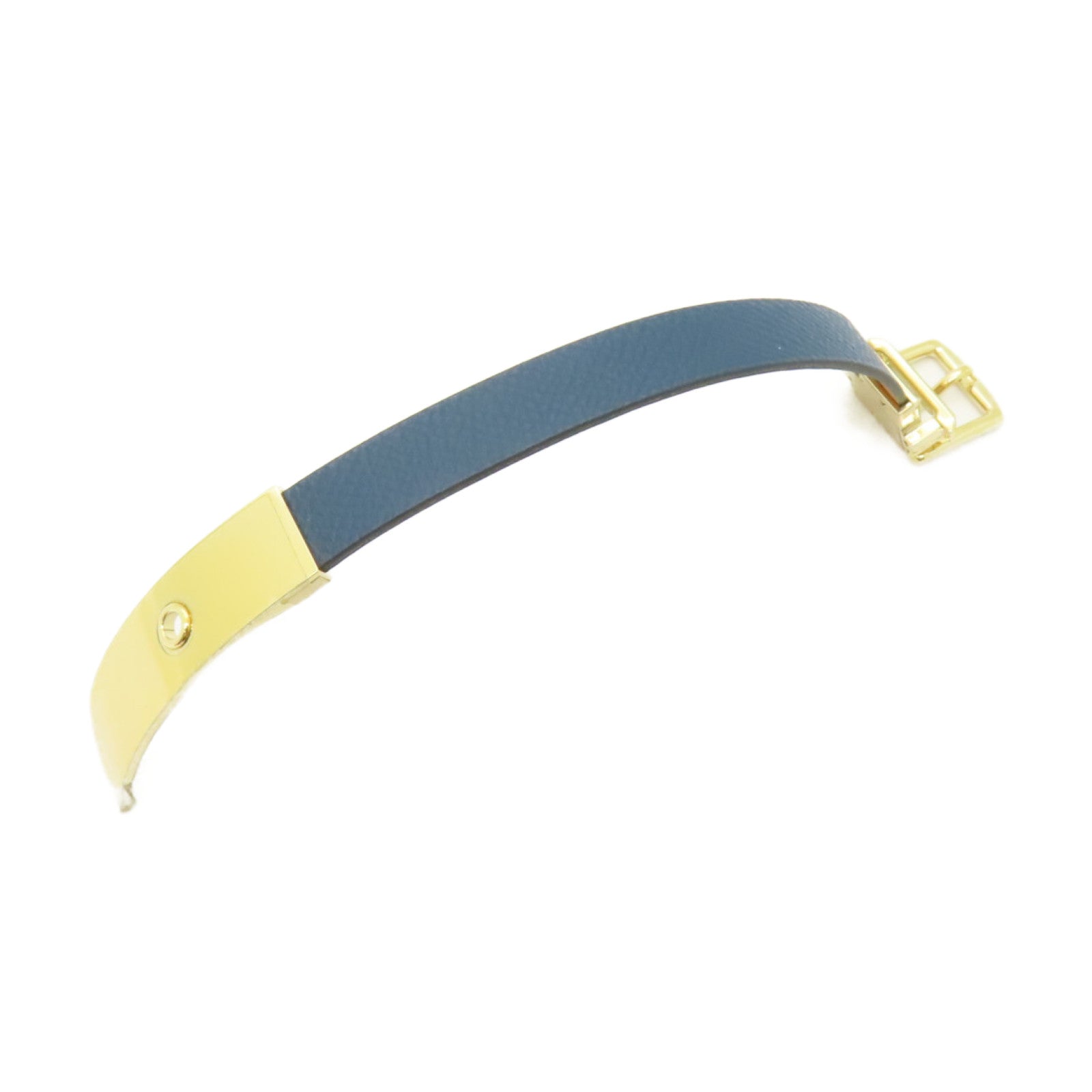 HERMES Epsom皮革Leather Bracelet金扣手鐲藍色