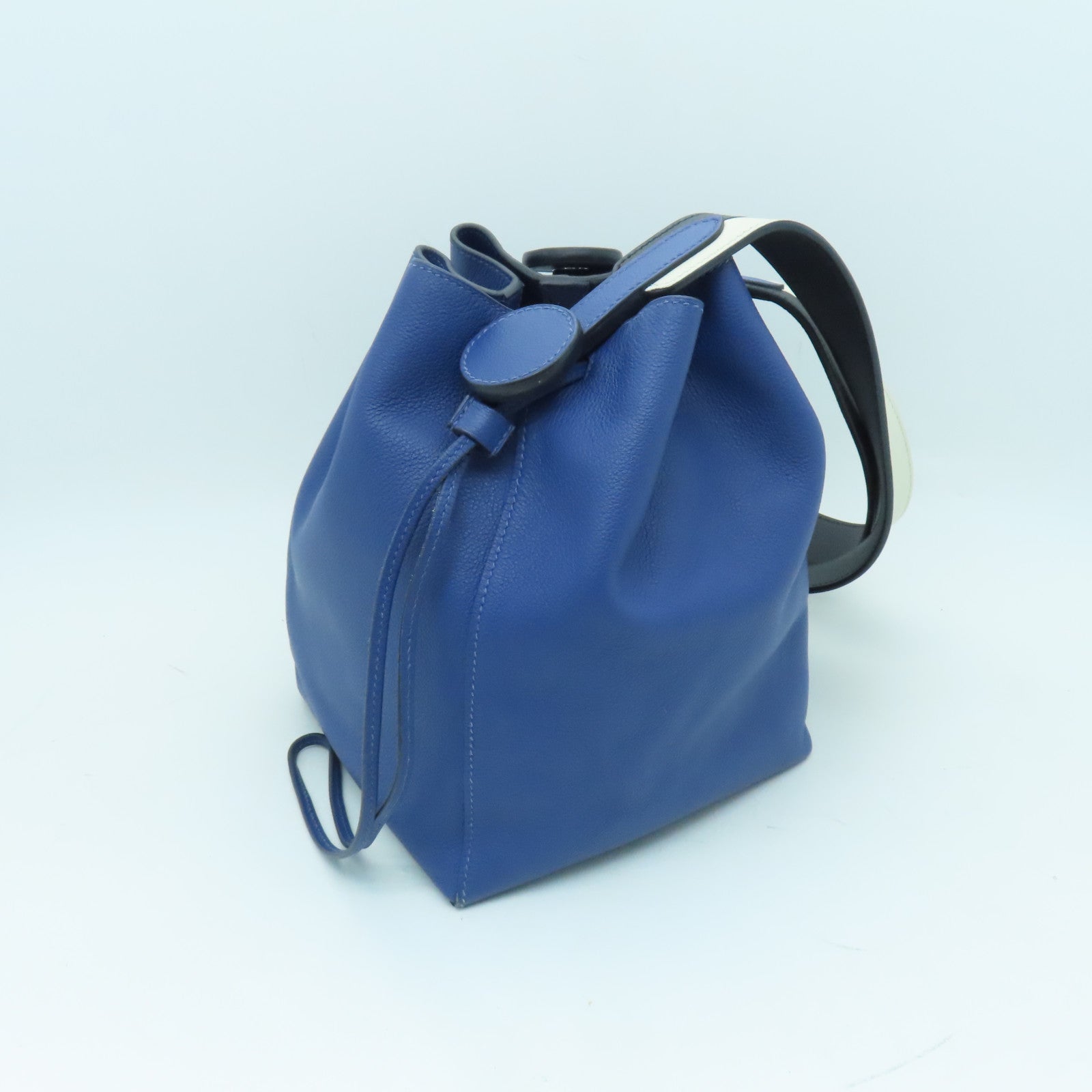 HERMES Evercolor皮革Licol银扣肩背袋Bleu Brighton蓝色