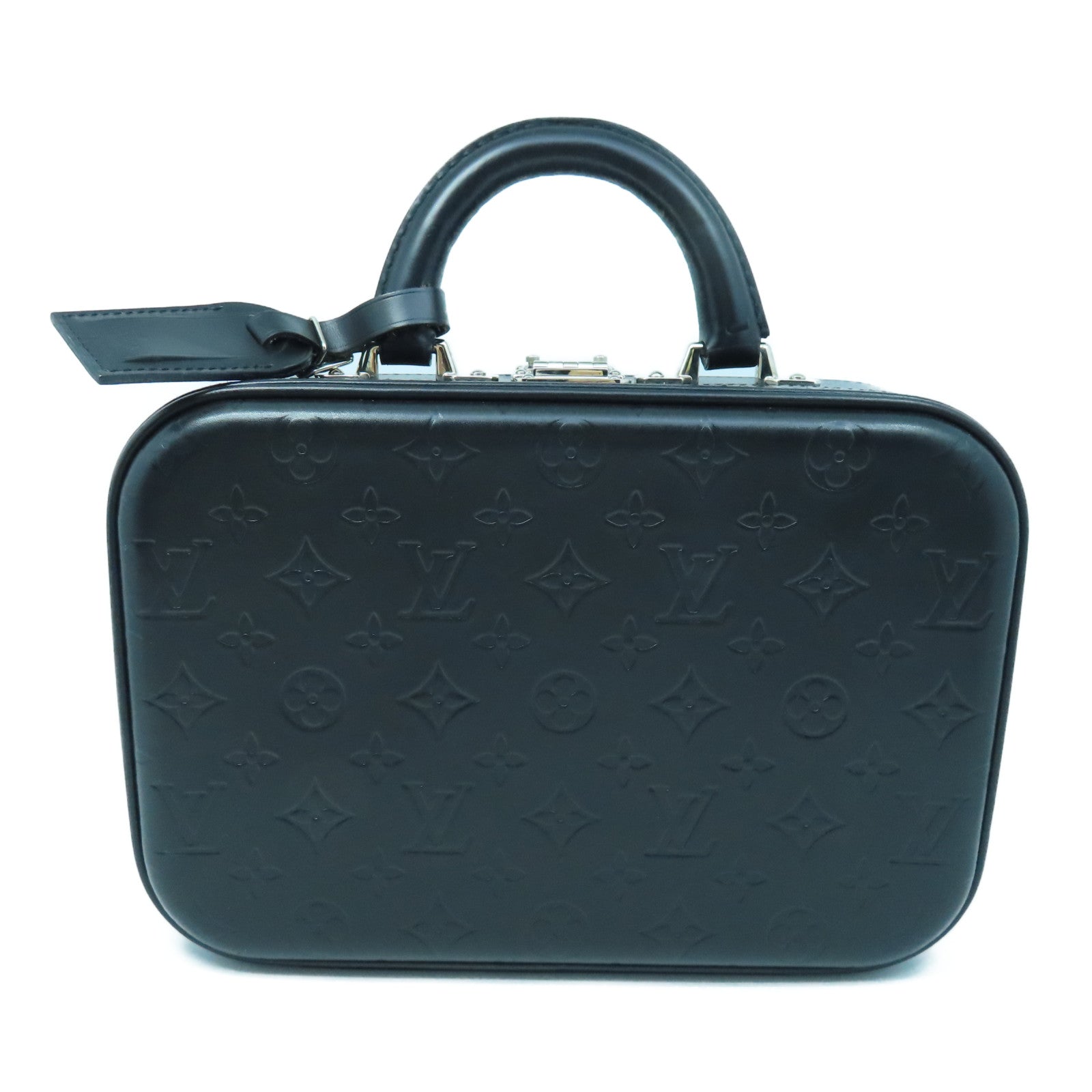 LOUIS VUITTON Monogram Glace Valisette PM Hand Bag銀扣手挽袋黑色