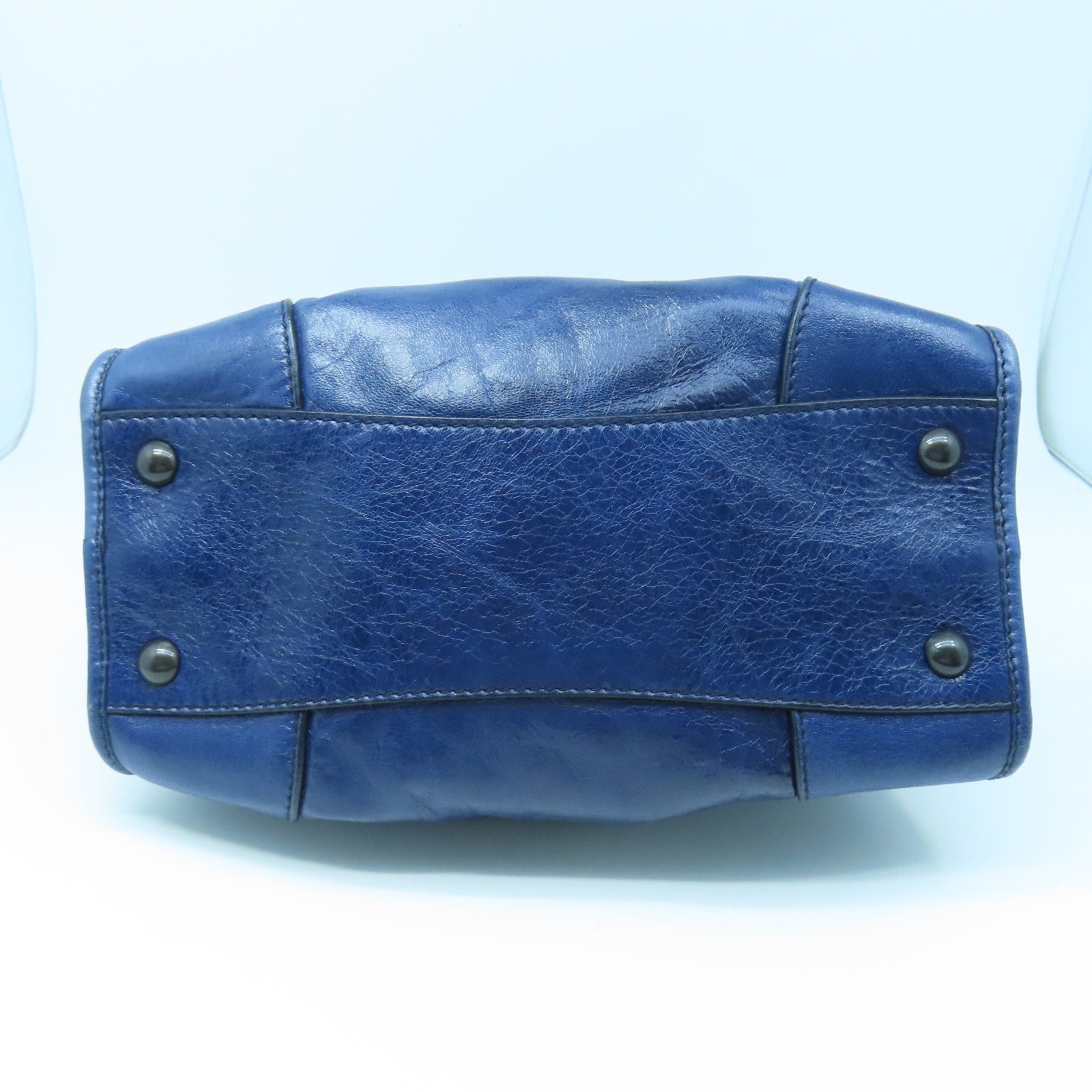 Miu Miu Cowhide Leather 2 Way Shoulder Handle Shoulder Bag Dark Blue