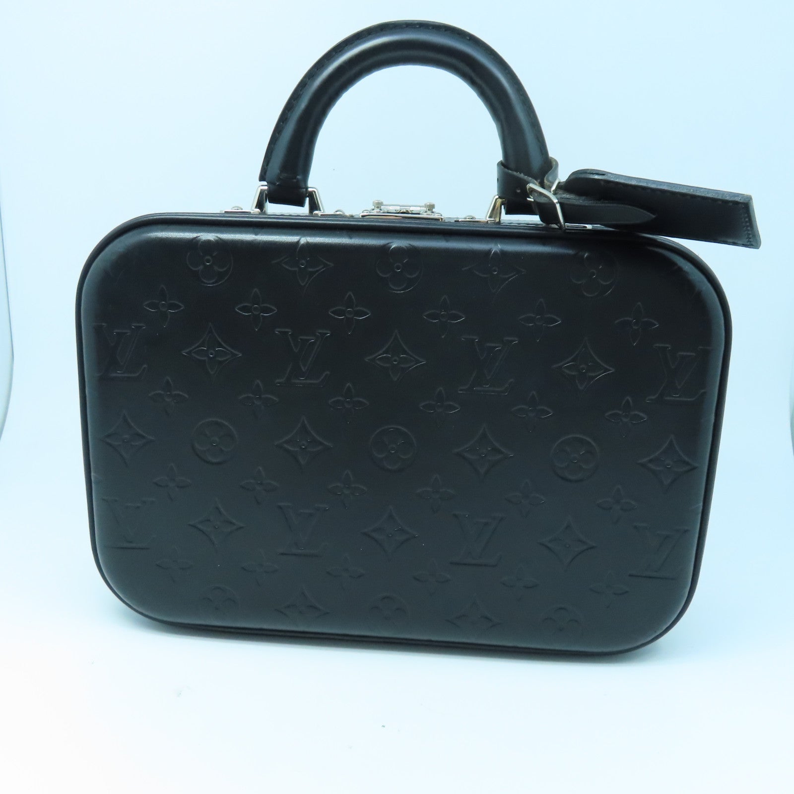 LOUIS VUITTON Monogram Glace Valisette PM Hand Bag銀扣手挽袋黑色