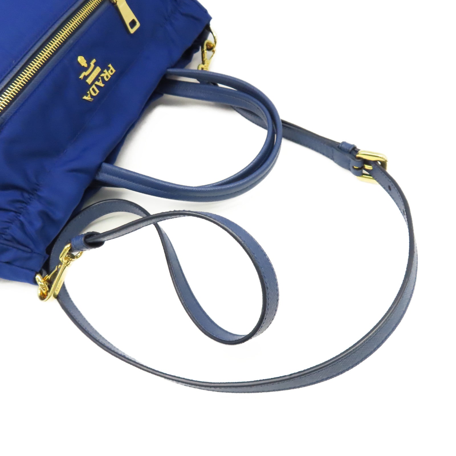 PRADA 尼龍2Way Shoulder Bag金扣手挽肩背兩用袋藍色
