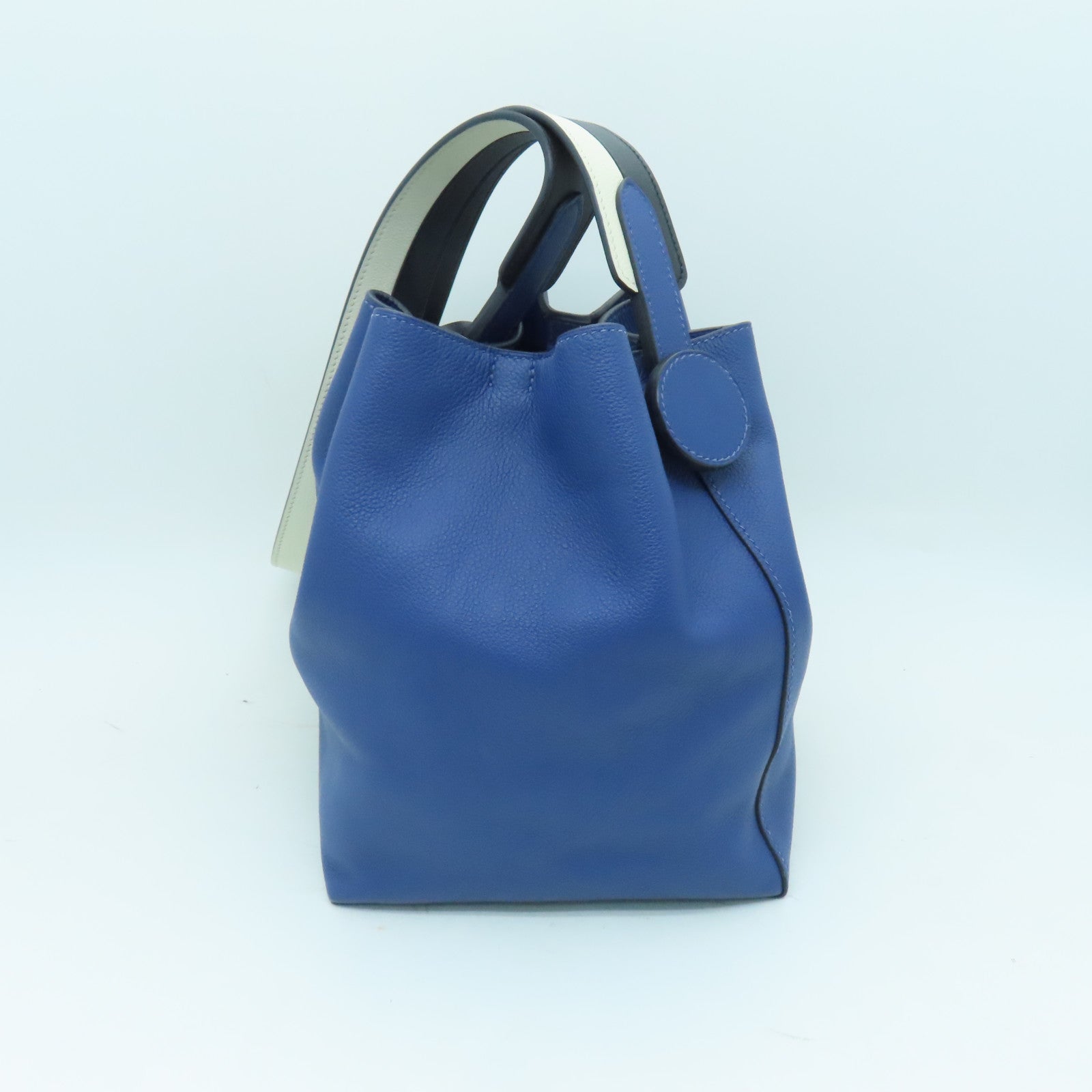 HERMES Evercolor皮革Licol银扣肩背袋Bleu Brighton蓝色
