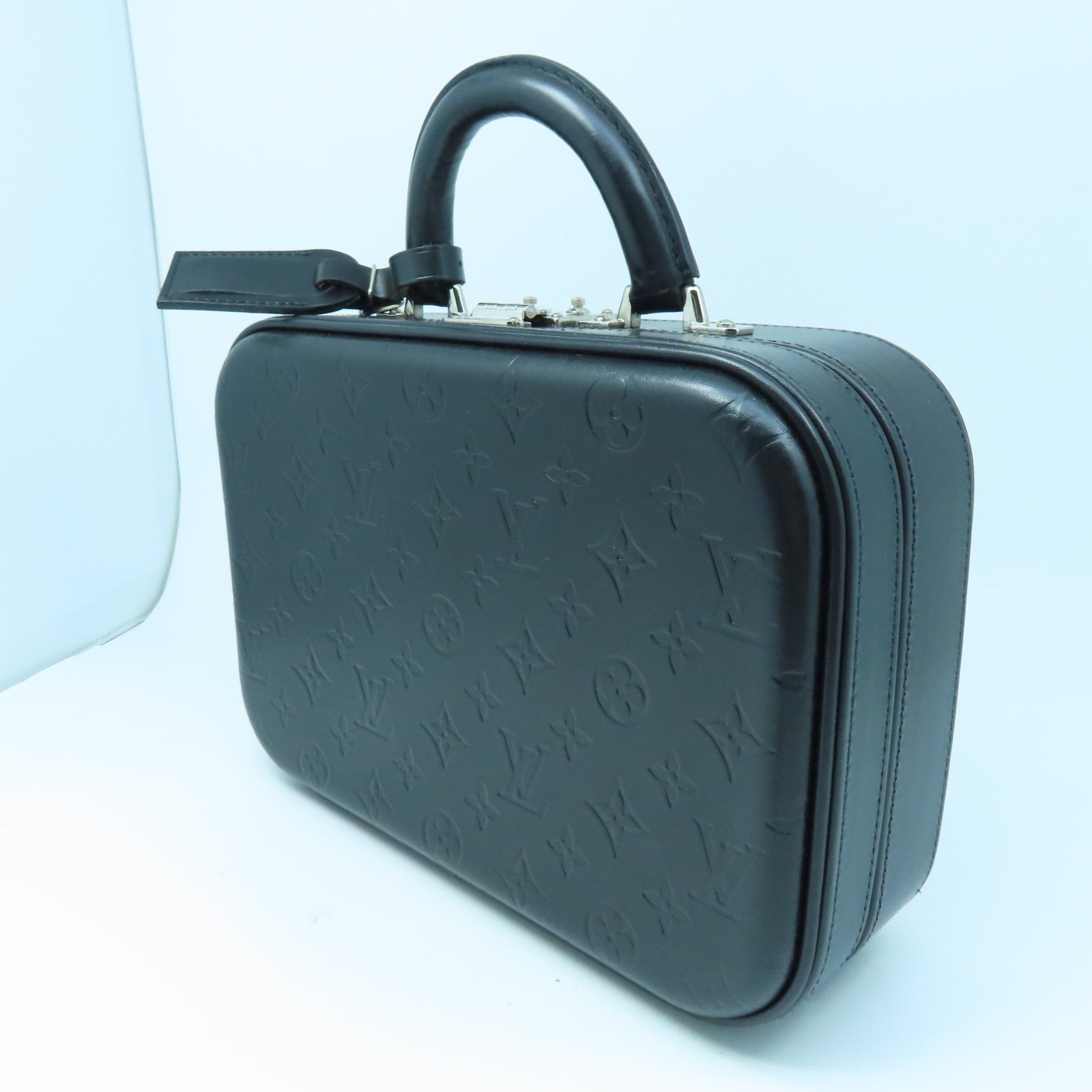 LOUIS VUITTON Monogram Glace Valisette PM Hand Bag銀扣手挽袋黑色