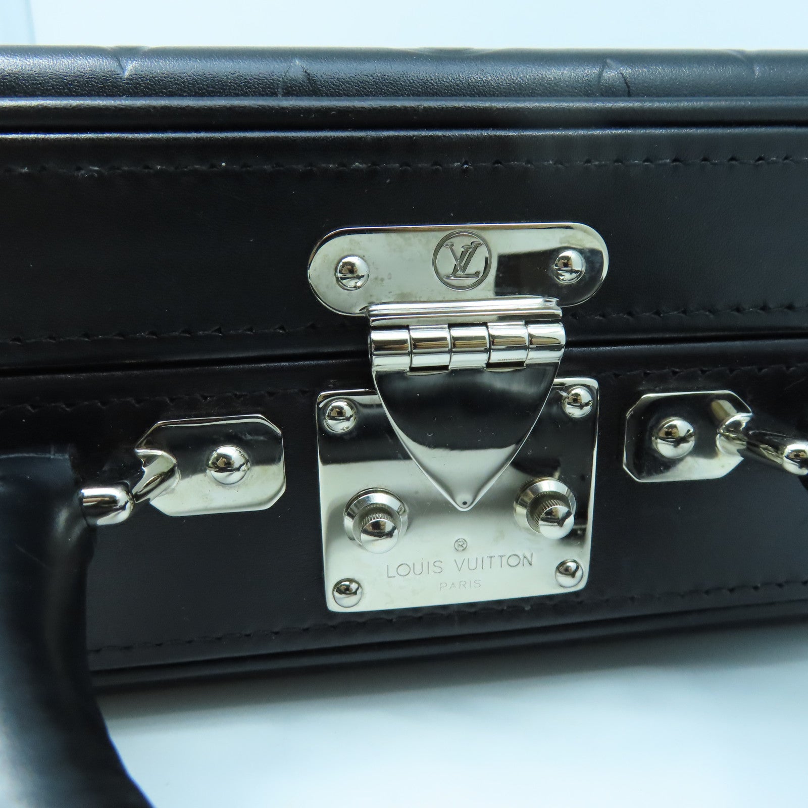 LOUIS VUITTON Monogram Glace Valisette PM Hand Bag銀扣手挽袋黑色