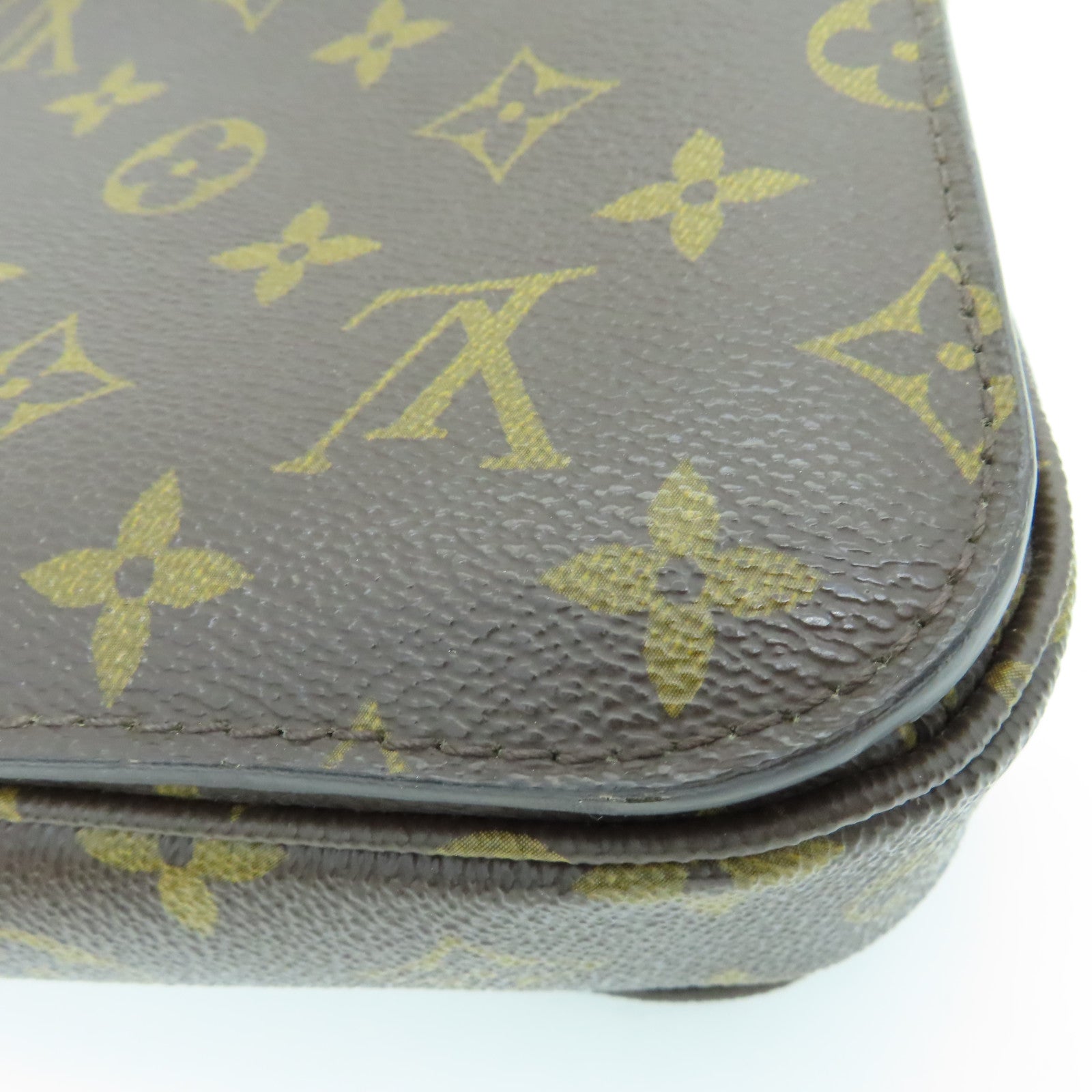 LOUIS VUITTON Monogram Pochette Metis Gold Buckle Handle Shoulder Bag Brown