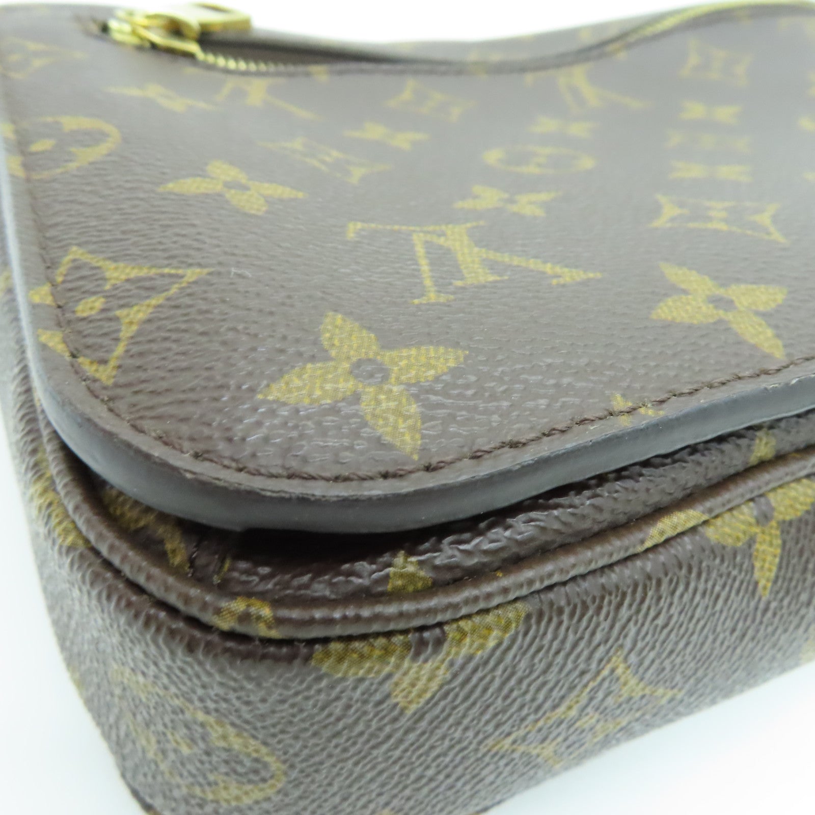 LOUIS VUITTON Monogram Pochette Metis Gold Buckle Handle Shoulder Bag Brown