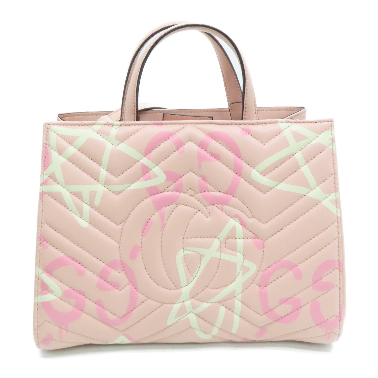 GUCCI twill cowhide leather 2way Shoulder Bag gold buckle handle shoulder bag pink