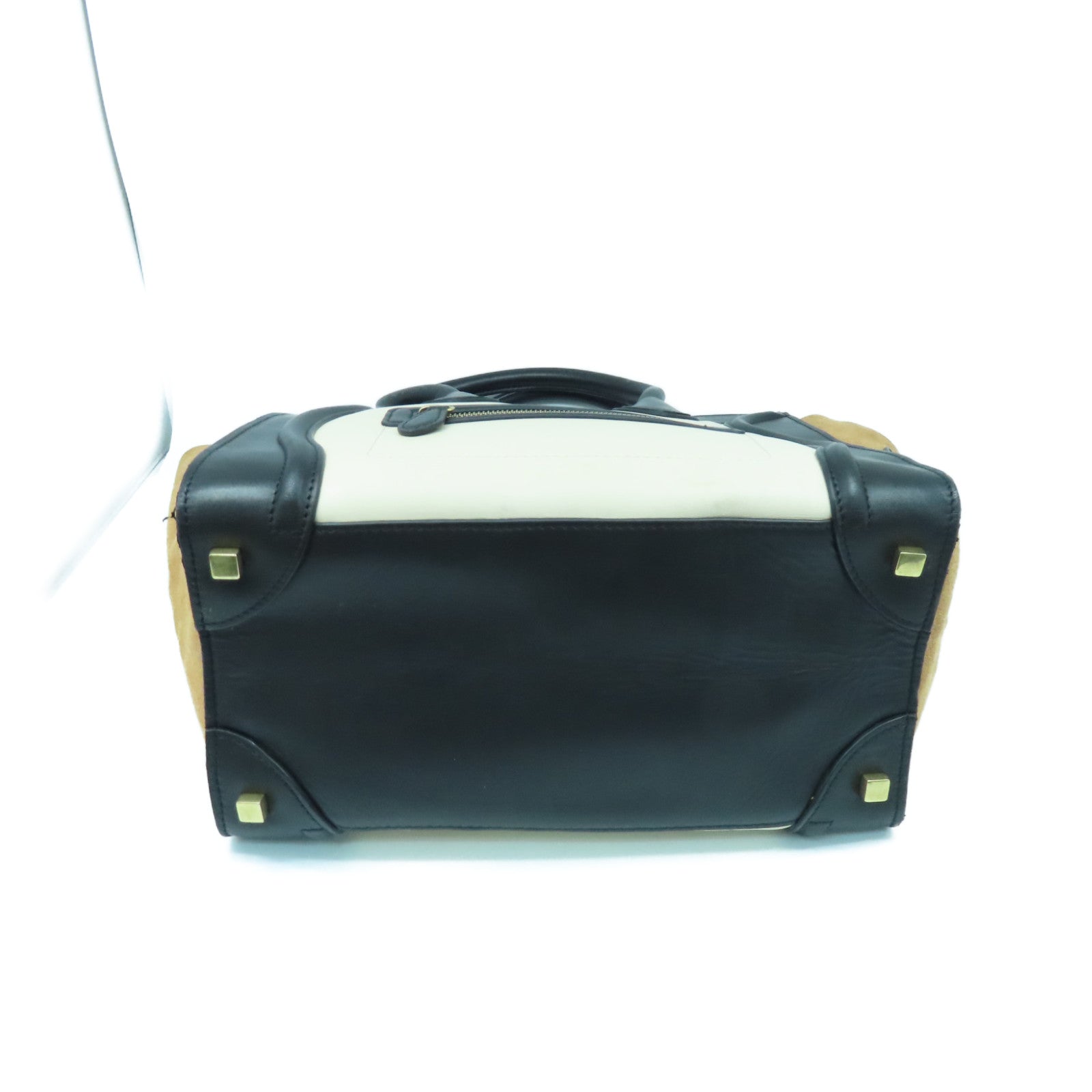 CELINE 牛皮皮革Mini Luggage金扣手挽袋黑色/啡色/白色