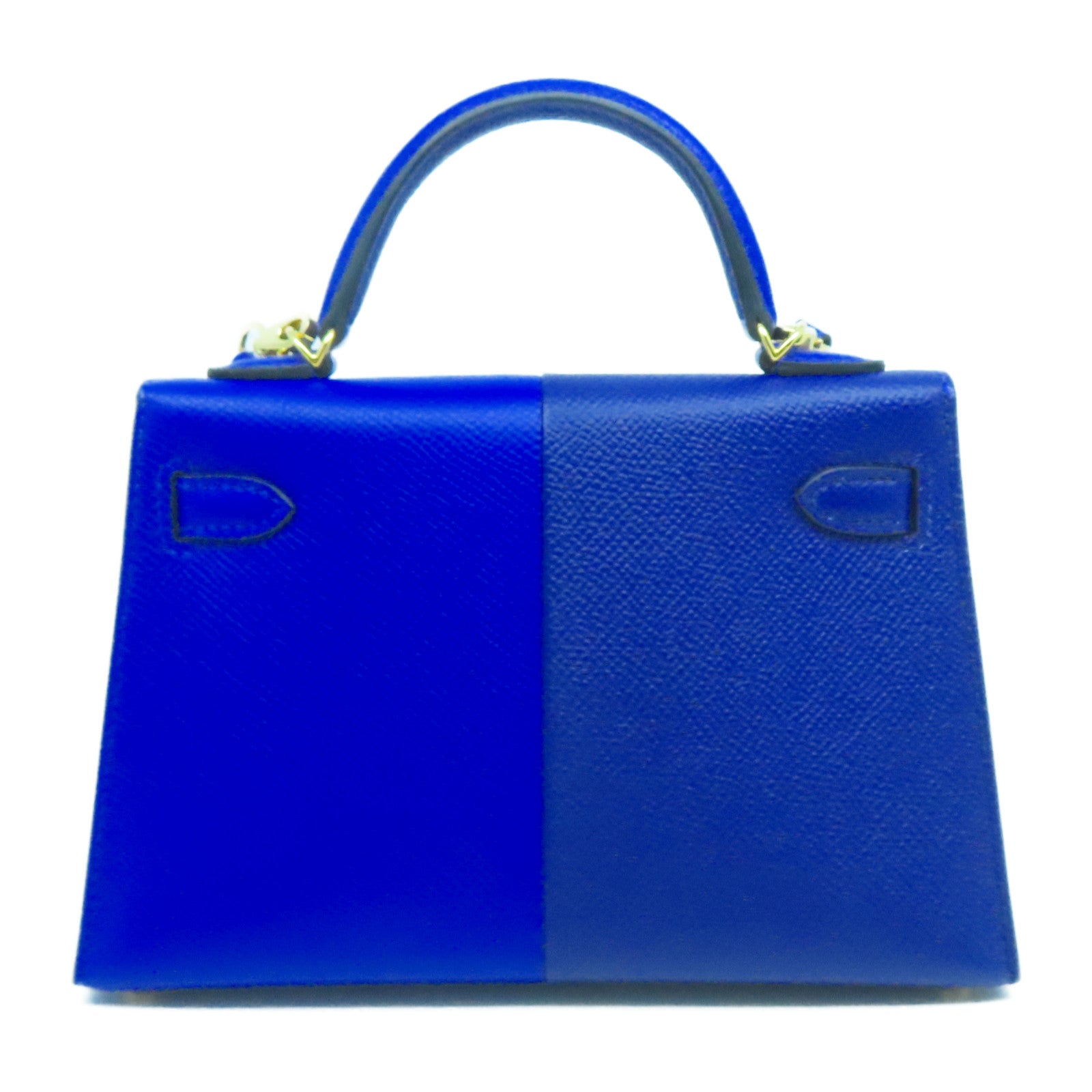 HERMES Epsom皮革Mini Kelly金扣手挽肩背兩用袋藍色