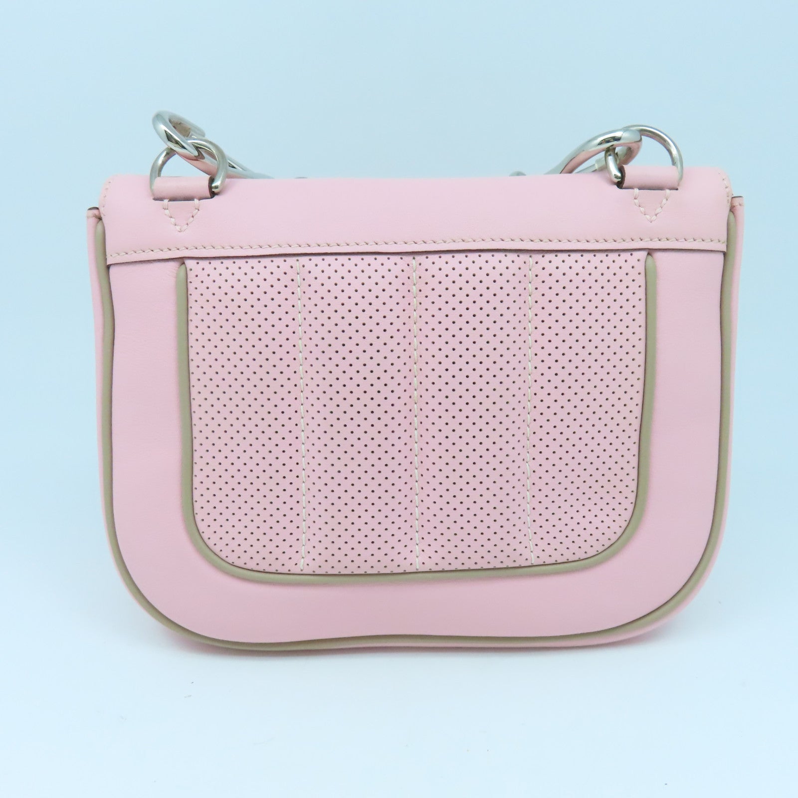 HERMES Swift皮革Mini Berline銀扣肩背袋櫻花粉