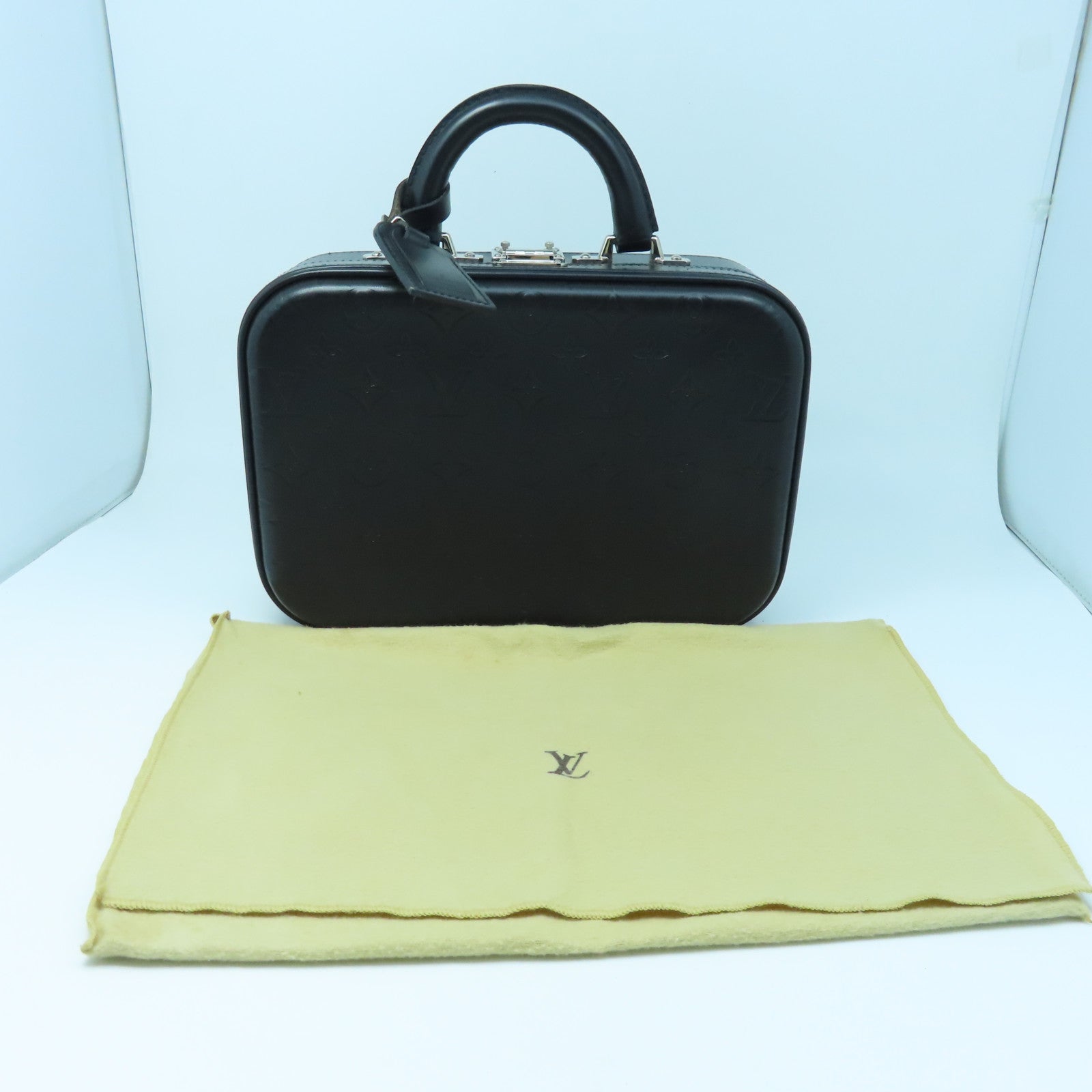 LOUIS VUITTON Monogram Glace Valisette PM Hand Bag銀扣手挽袋黑色
