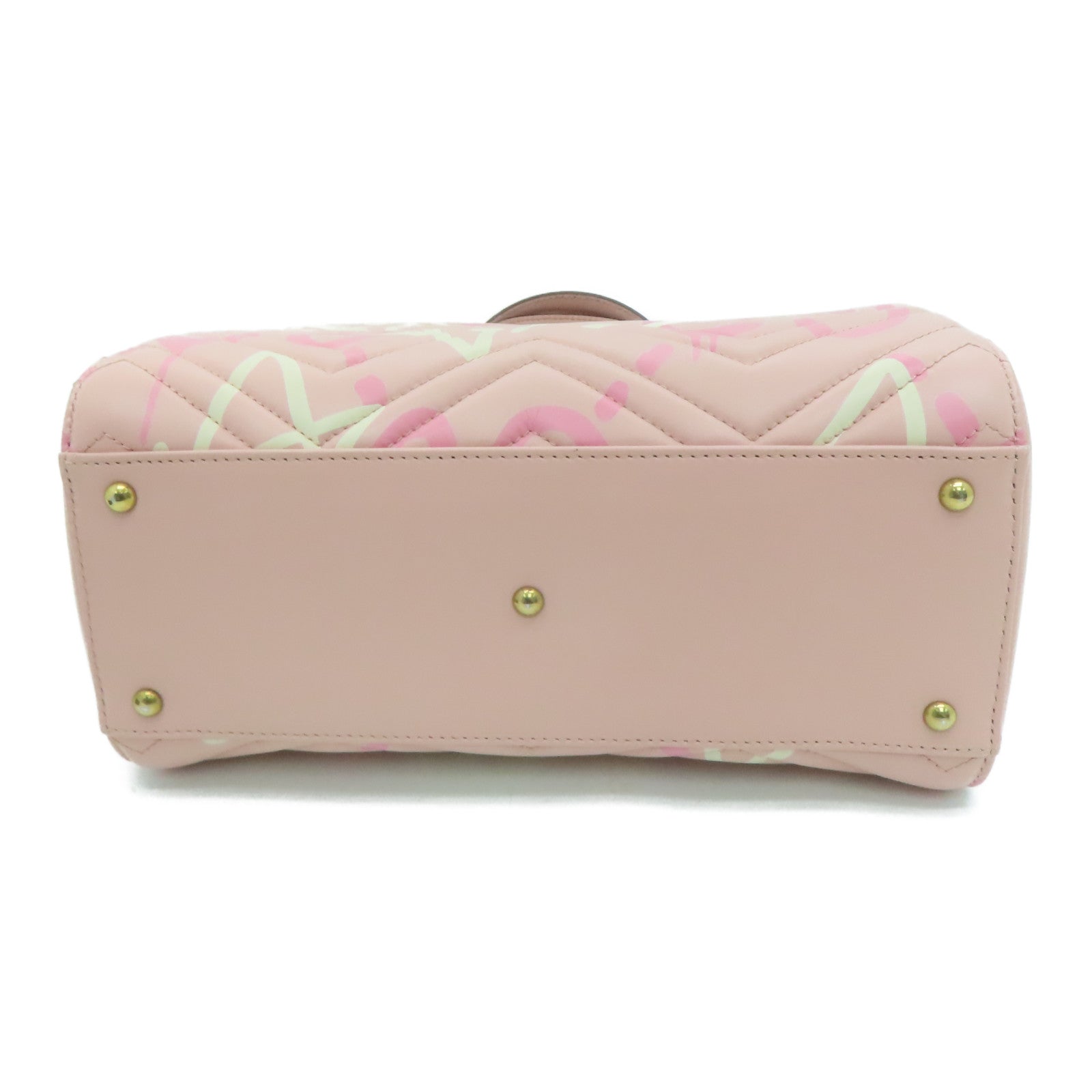 GUCCI twill cowhide leather 2way Shoulder Bag gold buckle handle shoulder bag pink