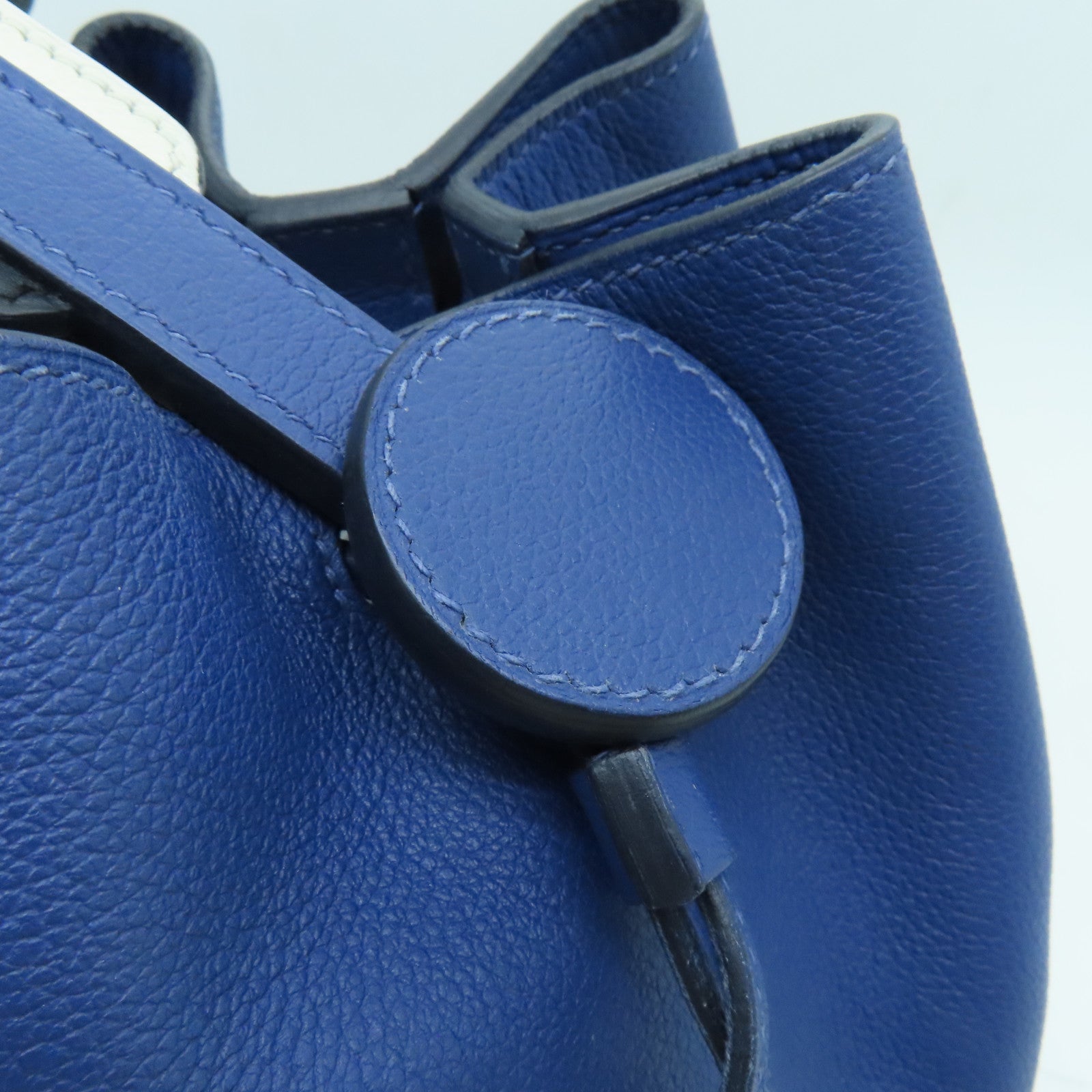 HERMES Evercolor皮革Licol银扣肩背袋Bleu Brighton蓝色