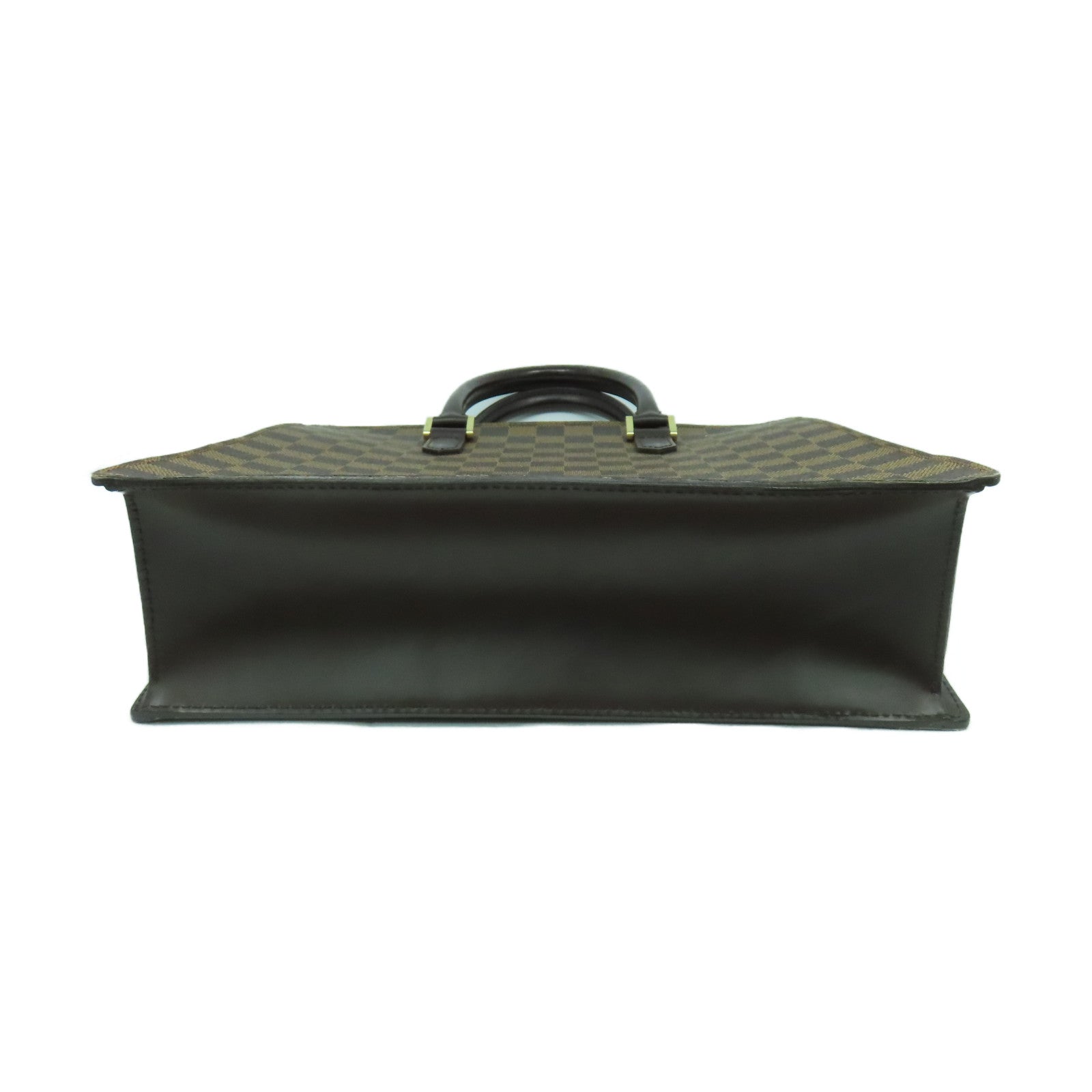 LOUIS VUITTON Damier Sac Plat PM金扣手挽袋啡色