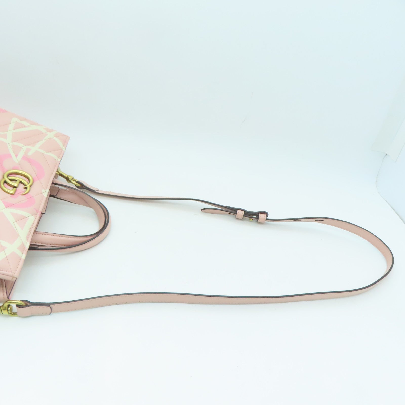 GUCCI twill cowhide leather 2way Shoulder Bag gold buckle handle shoulder bag pink