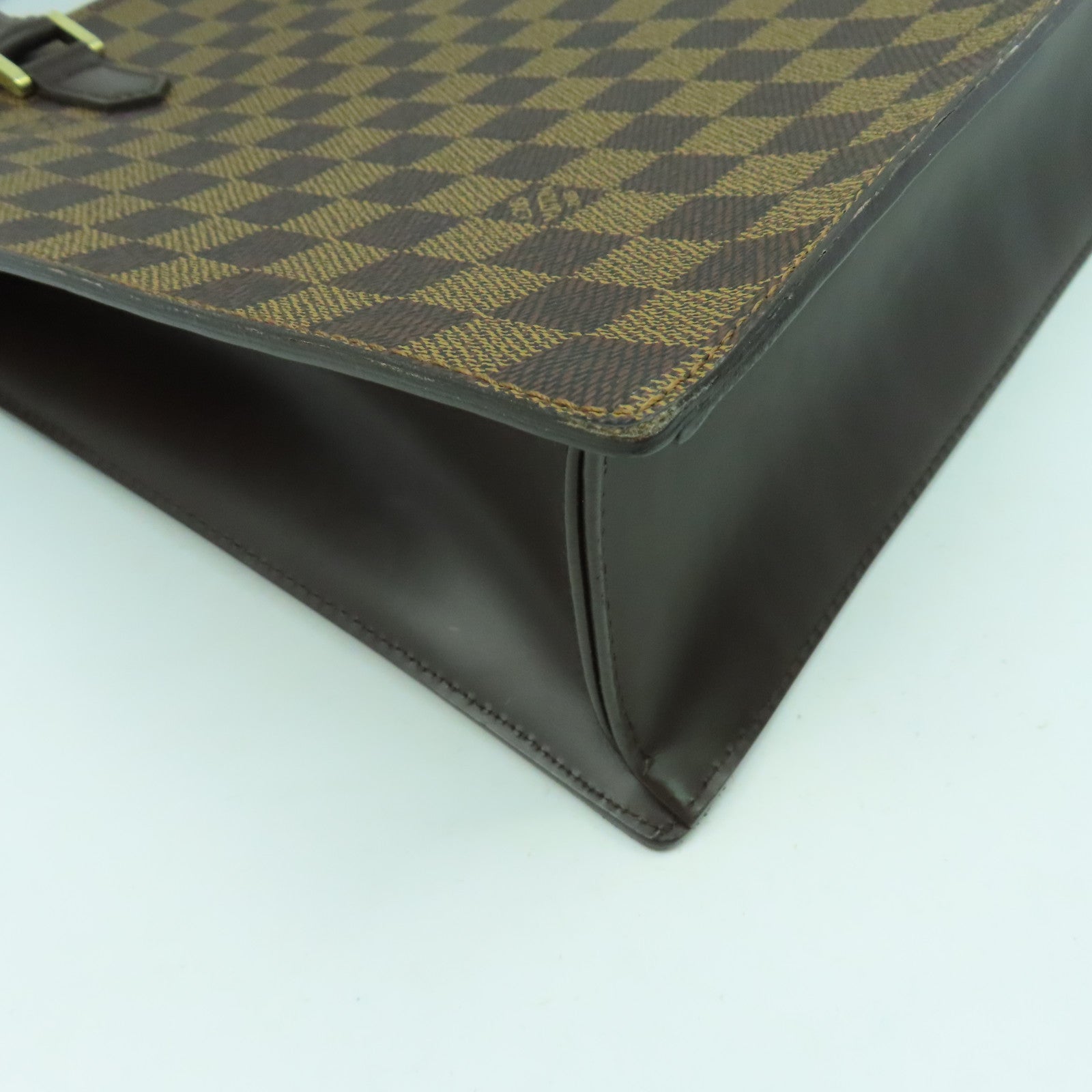 LOUIS VUITTON Damier Sac Plat PM金扣手挽袋啡色