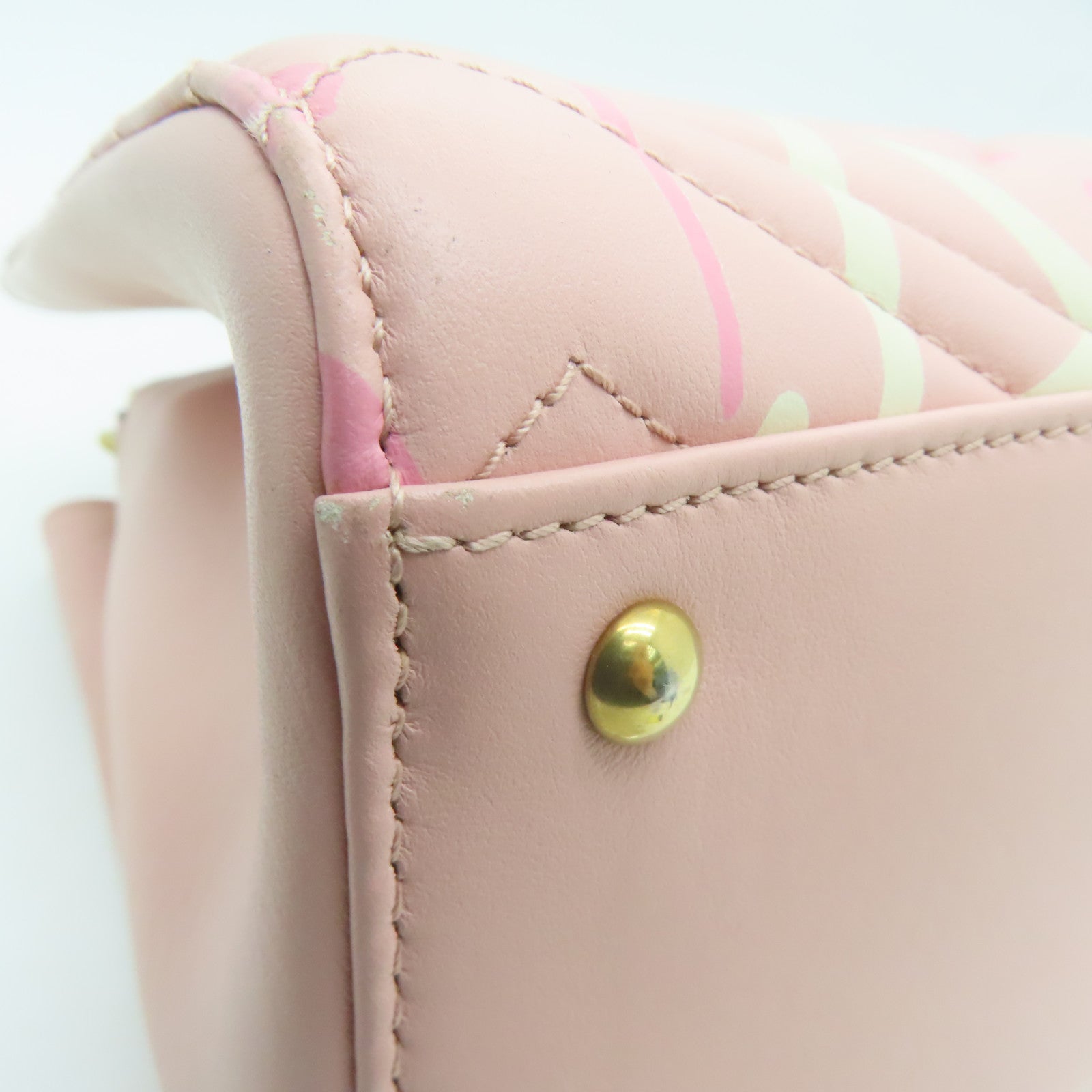GUCCI twill cowhide leather 2way Shoulder Bag gold buckle handle shoulder bag pink