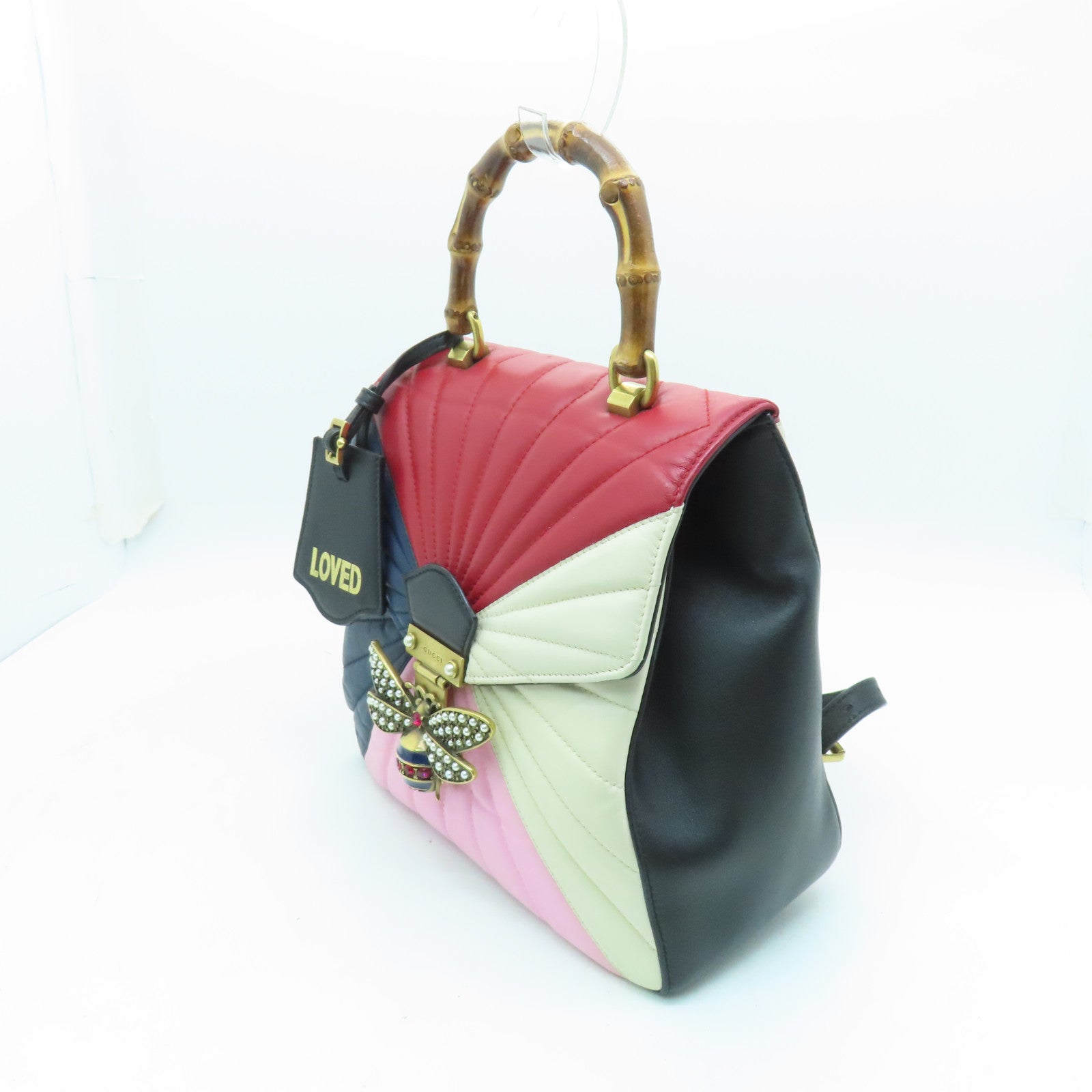 GUCCI 皮革Queen Margaret Backpack金扣背包深藍色/紅色/白色/粉紅色
