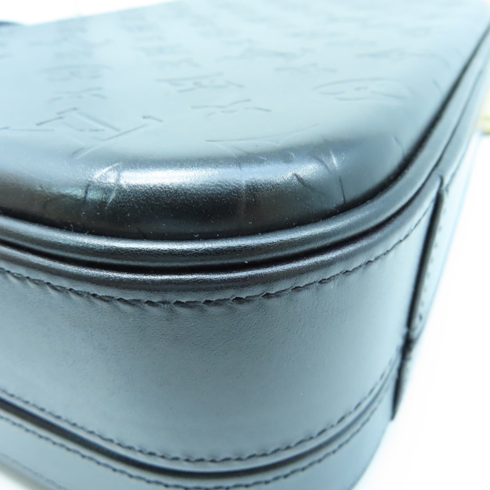 LOUIS VUITTON Monogram Glace Valisette PM Hand Bag銀扣手挽袋黑色