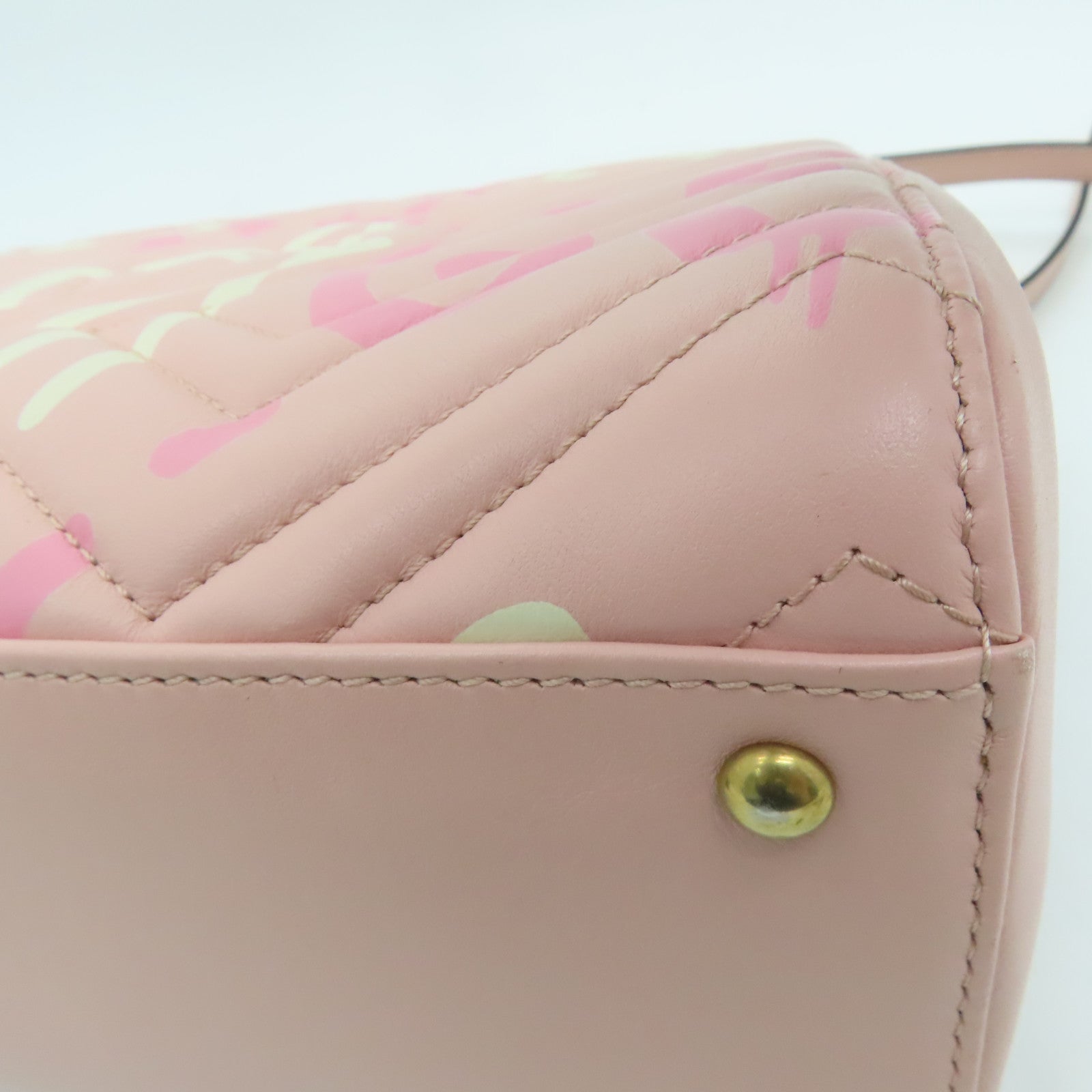 GUCCI twill cowhide leather 2way Shoulder Bag gold buckle handle shoulder bag pink