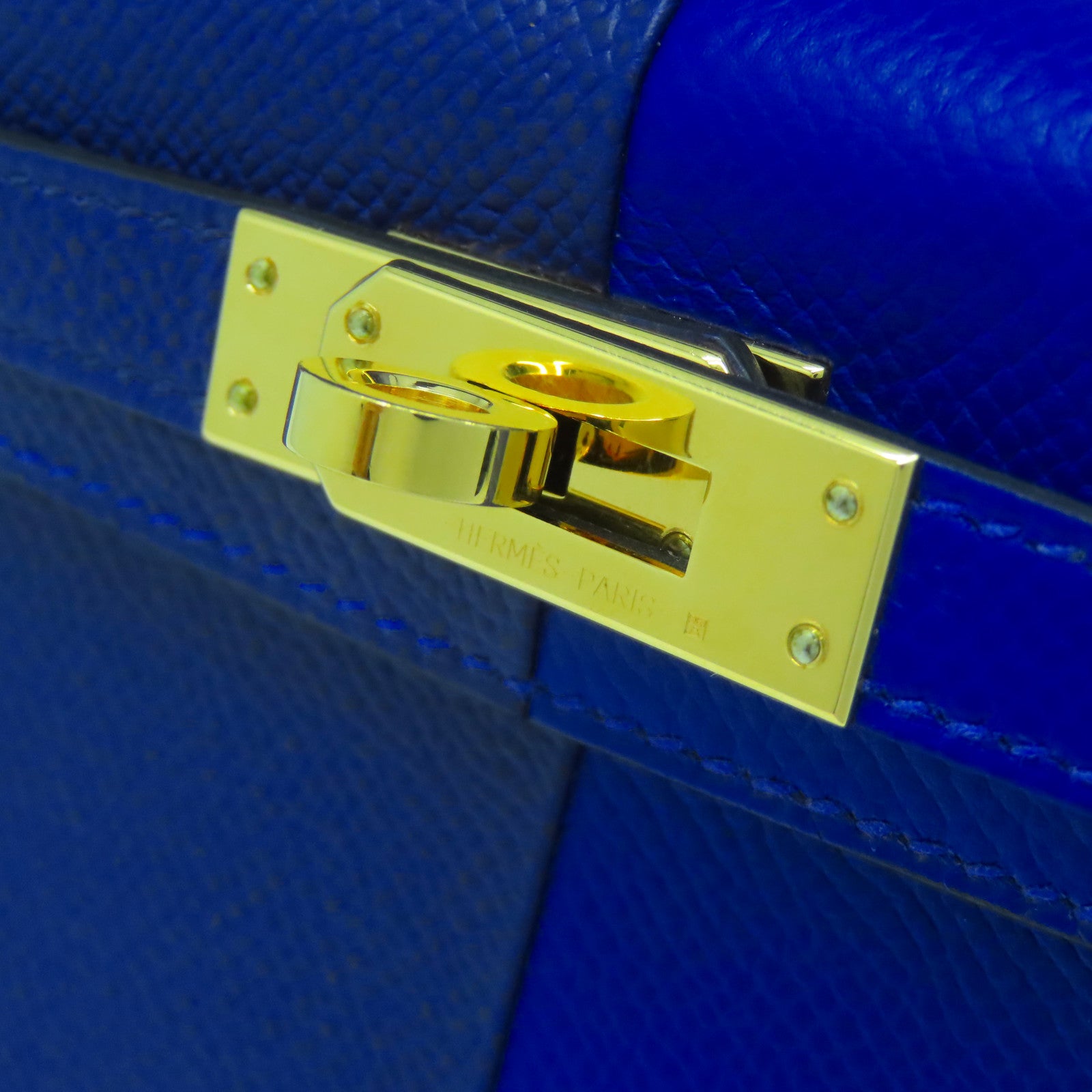 HERMES Epsom皮革Mini Kelly金扣手挽肩背兩用袋藍色