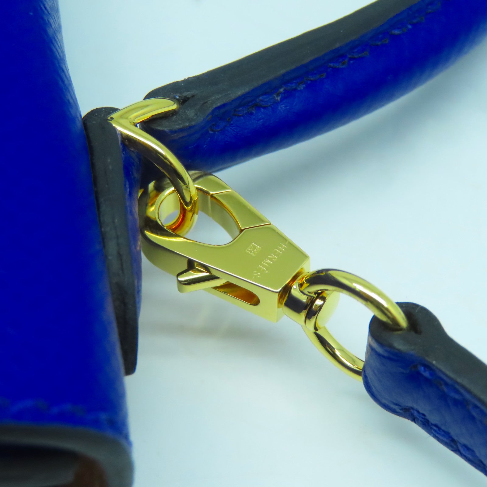 HERMES Epsom皮革Mini Kelly金扣手挽肩背兩用袋藍色