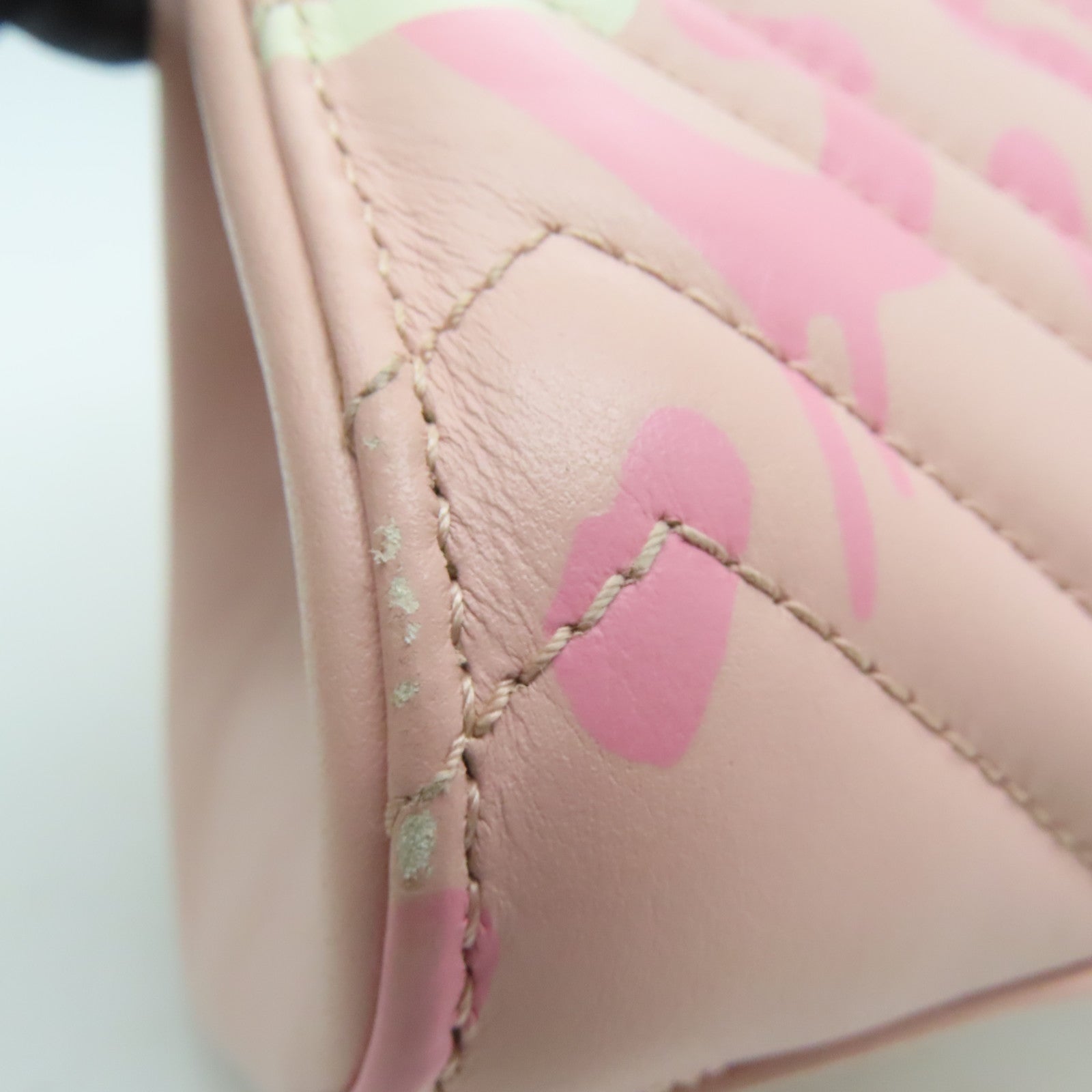 GUCCI twill cowhide leather 2way Shoulder Bag gold buckle handle shoulder bag pink