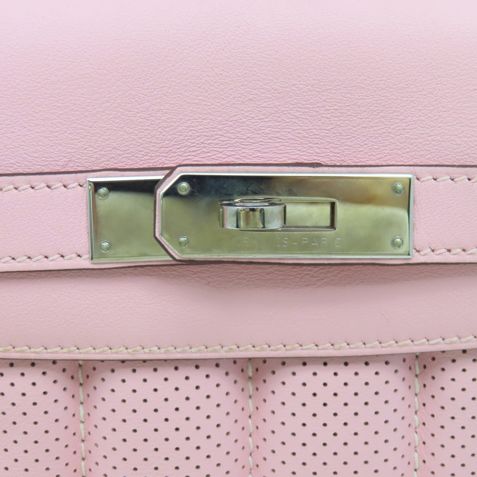 HERMES Swift皮革Mini Berline銀扣肩背袋櫻花粉
