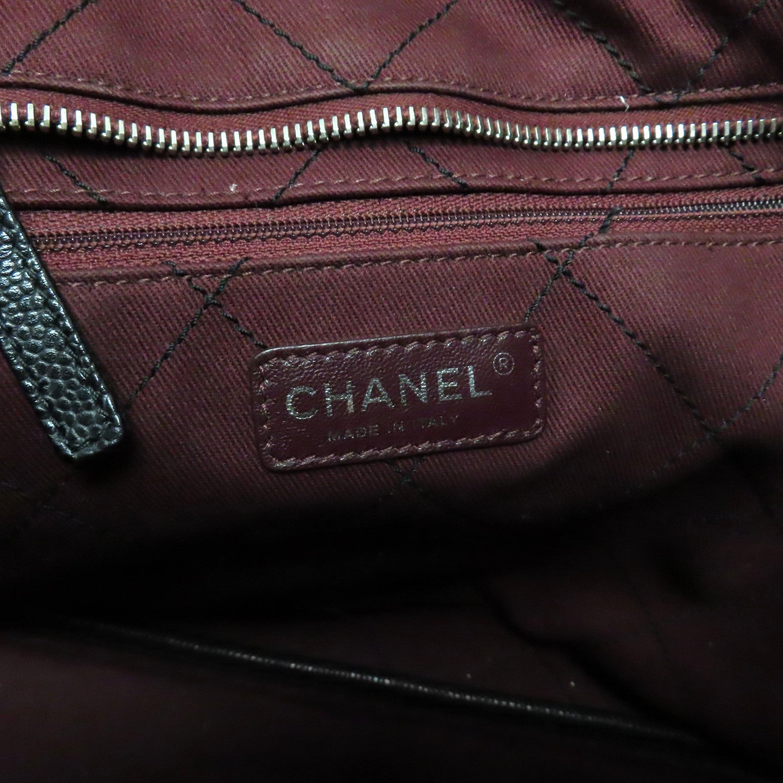 CHANEL 菱格牛皮皮革Tote Bag銀扣手挽袋黑色