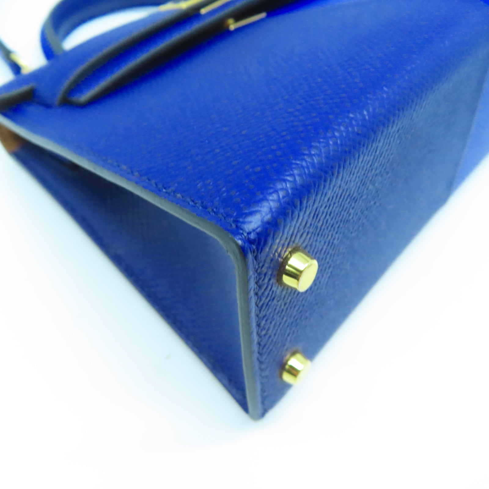 HERMES Epsom皮革Mini Kelly金扣手挽肩背兩用袋藍色