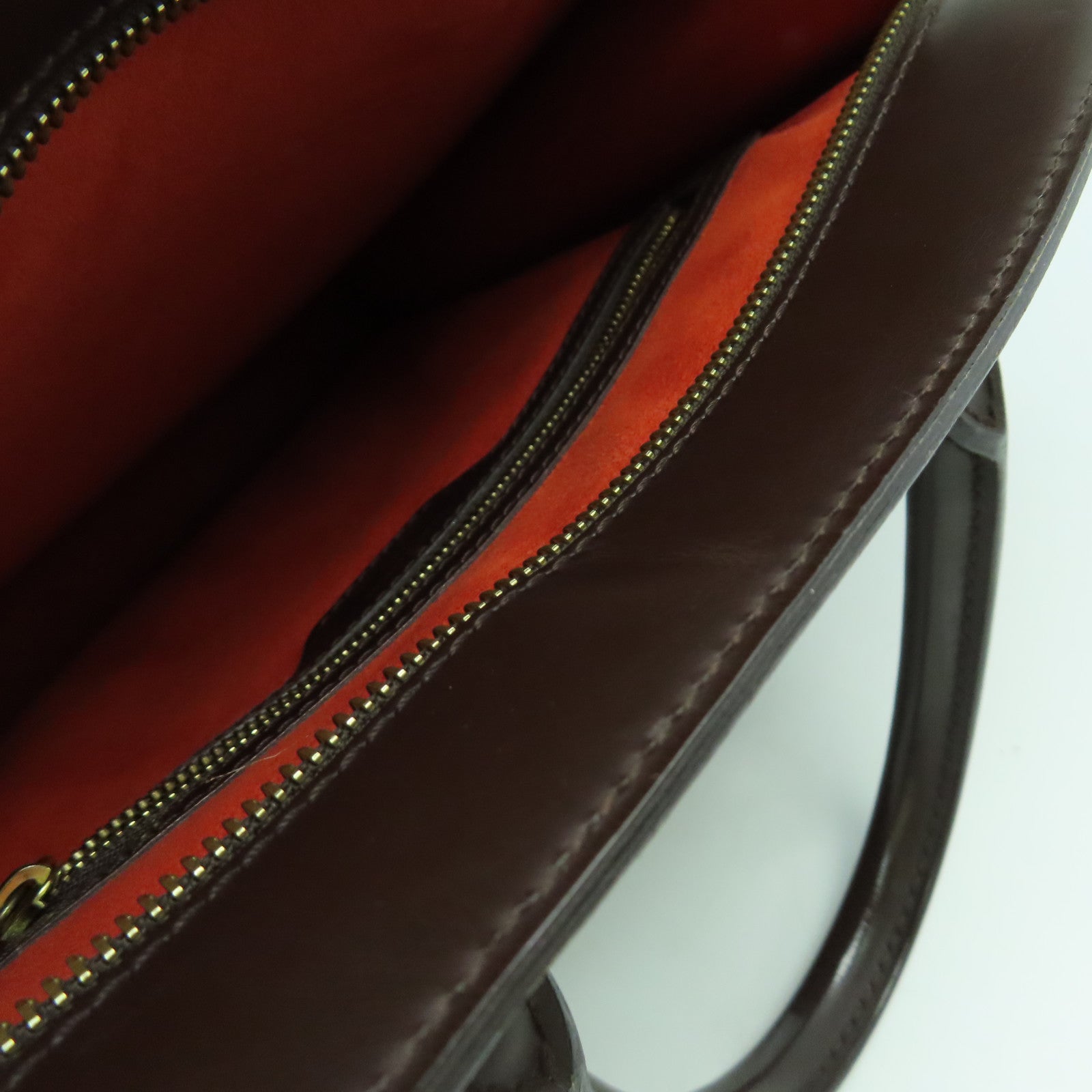 LOUIS VUITTON Damier Sac Plat PM金扣手挽袋啡色