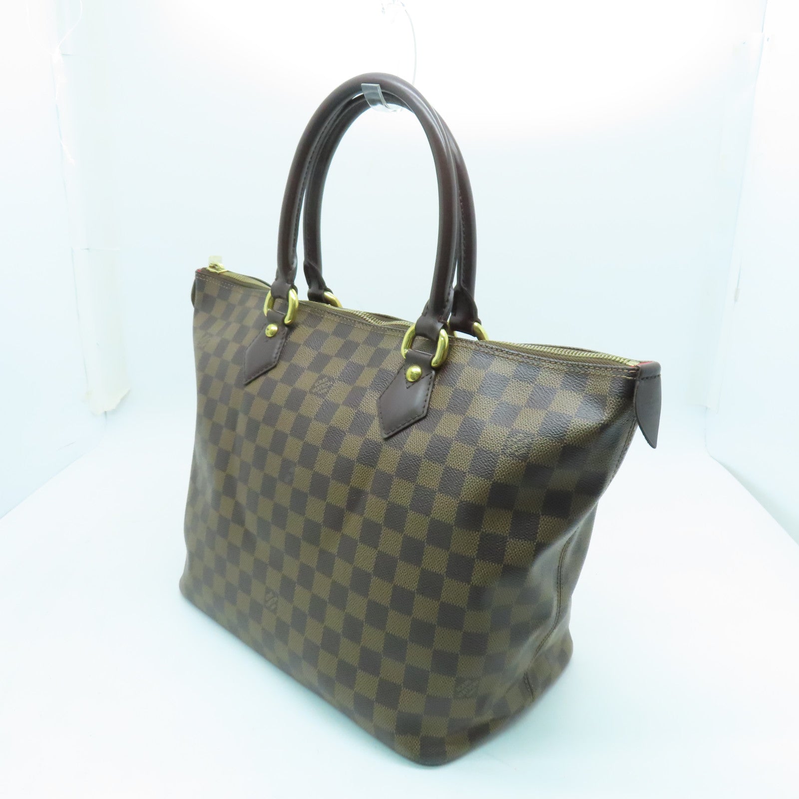 LOUIS VUITTON 【激減優惠】Damier Saleya MM金扣肩背袋棕色