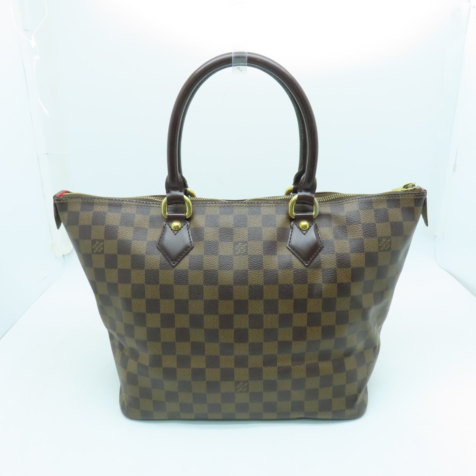 LOUIS VUITTON 【激減優惠】Damier Saleya MM金扣肩背袋棕色
