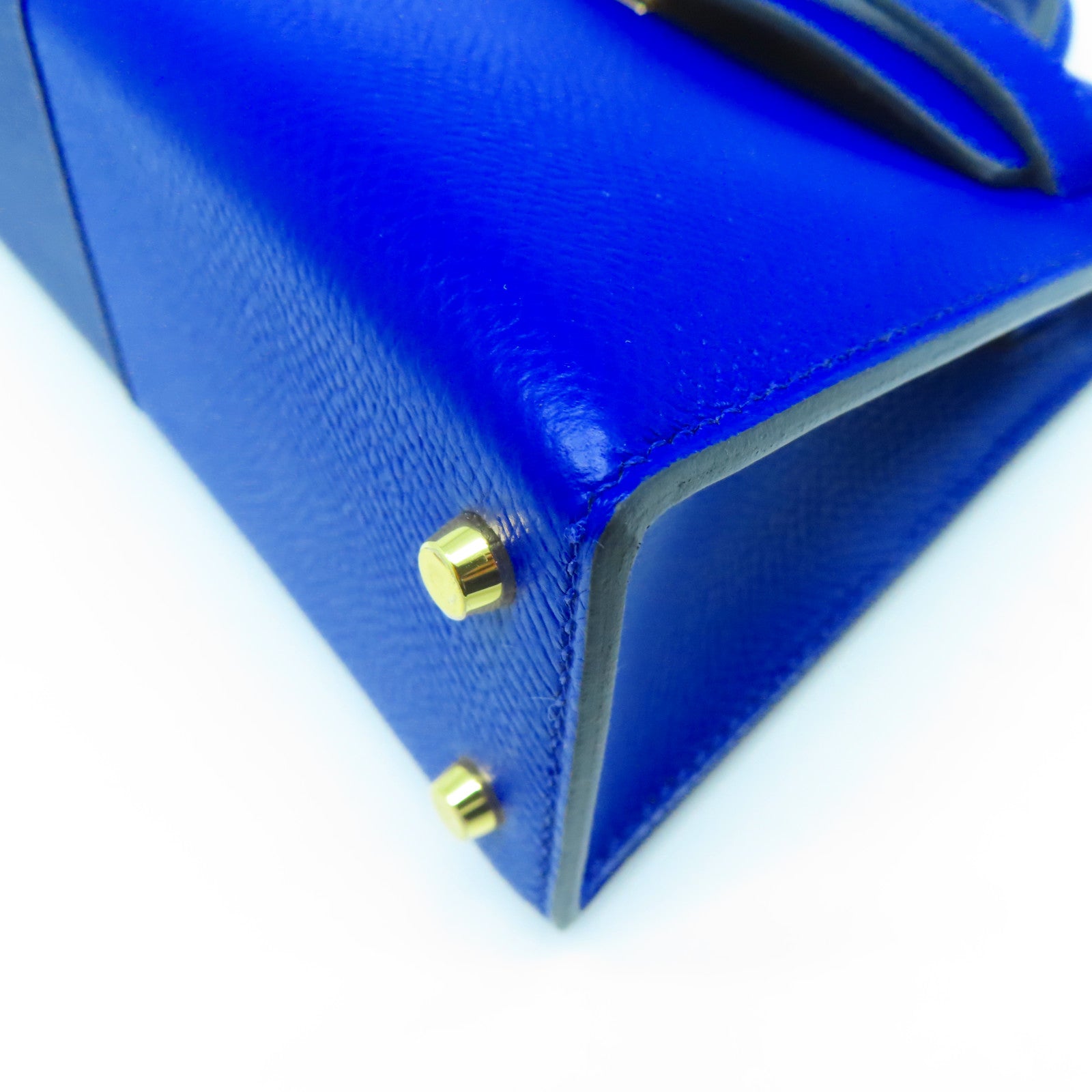 HERMES Epsom皮革Mini Kelly金扣手挽肩背兩用袋藍色