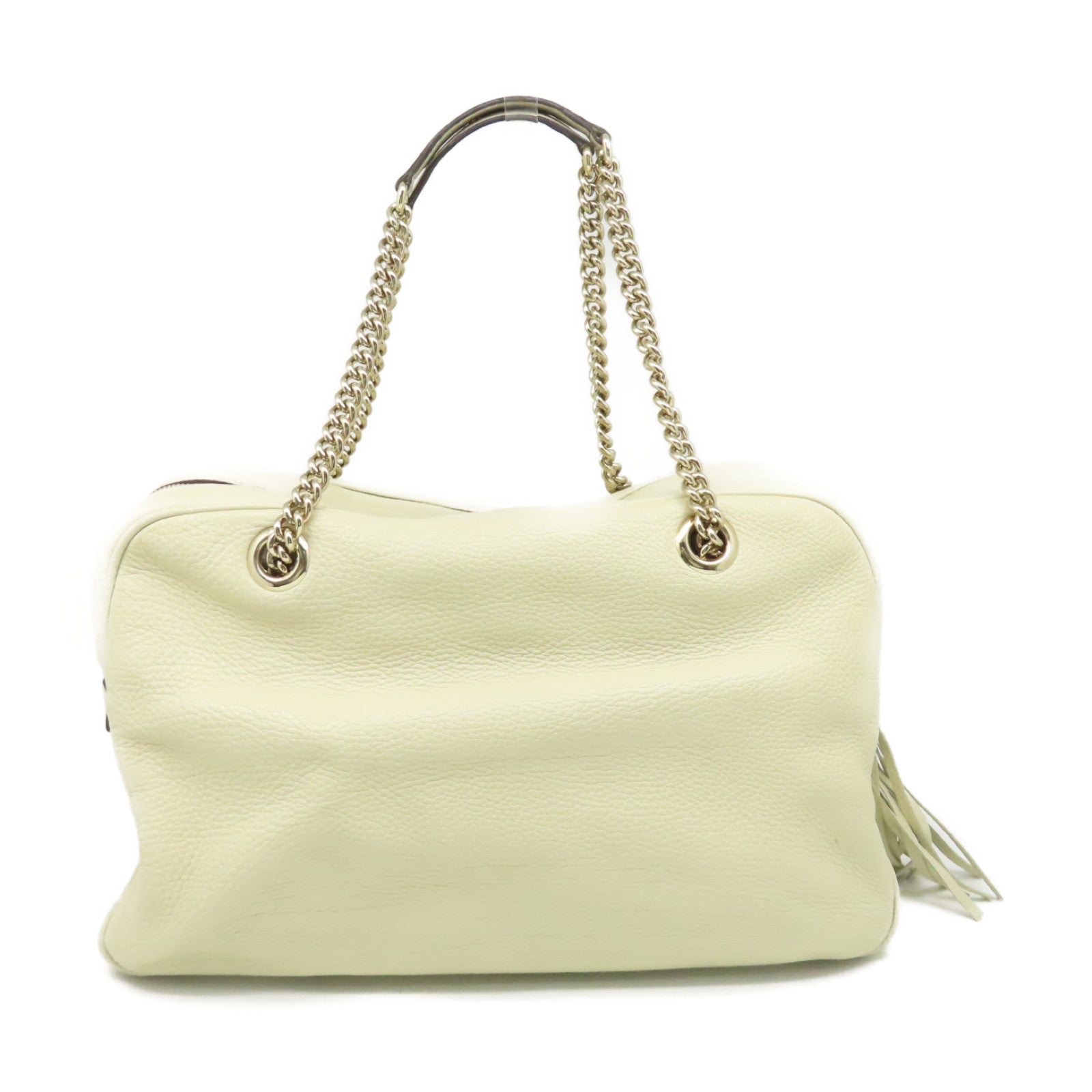 GUCCI 【激減優惠】牛皮皮革Chain Shoulder Bag金扣鏈帶肩背袋米白色