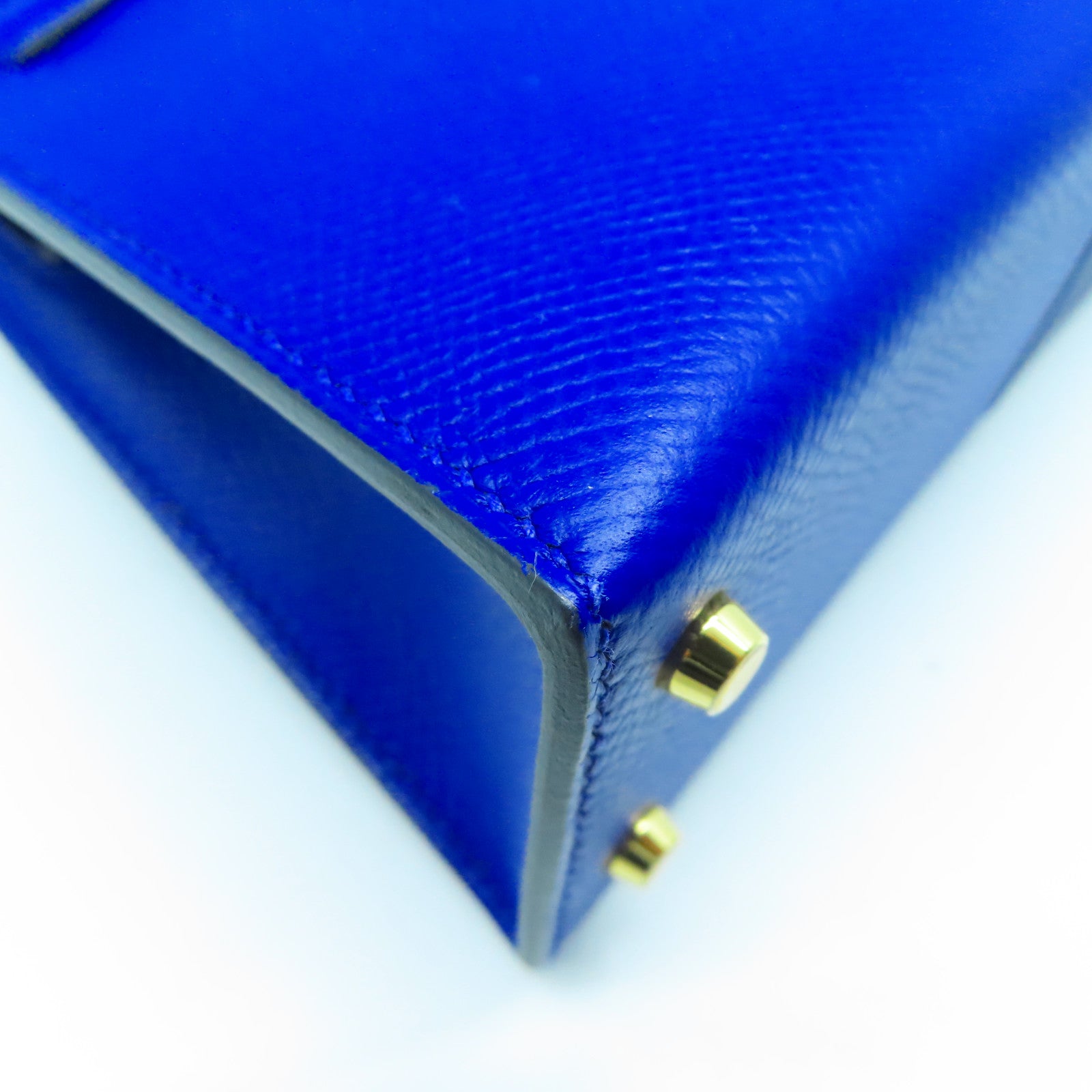 HERMES Epsom皮革Mini Kelly金扣手挽肩背兩用袋藍色