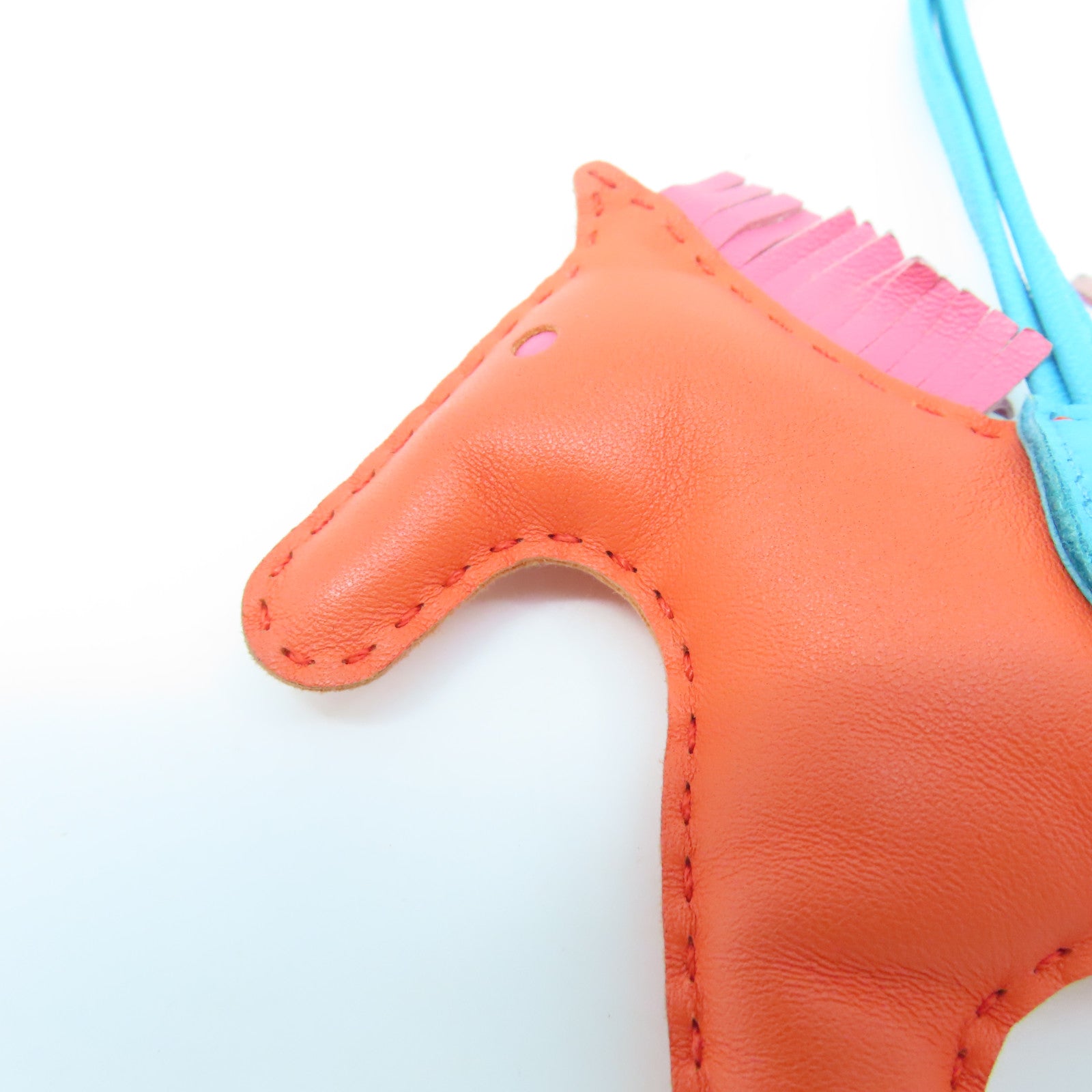 HERMES Veau Swift Leather Rodeo MM Charm Orange/Blue/Pink